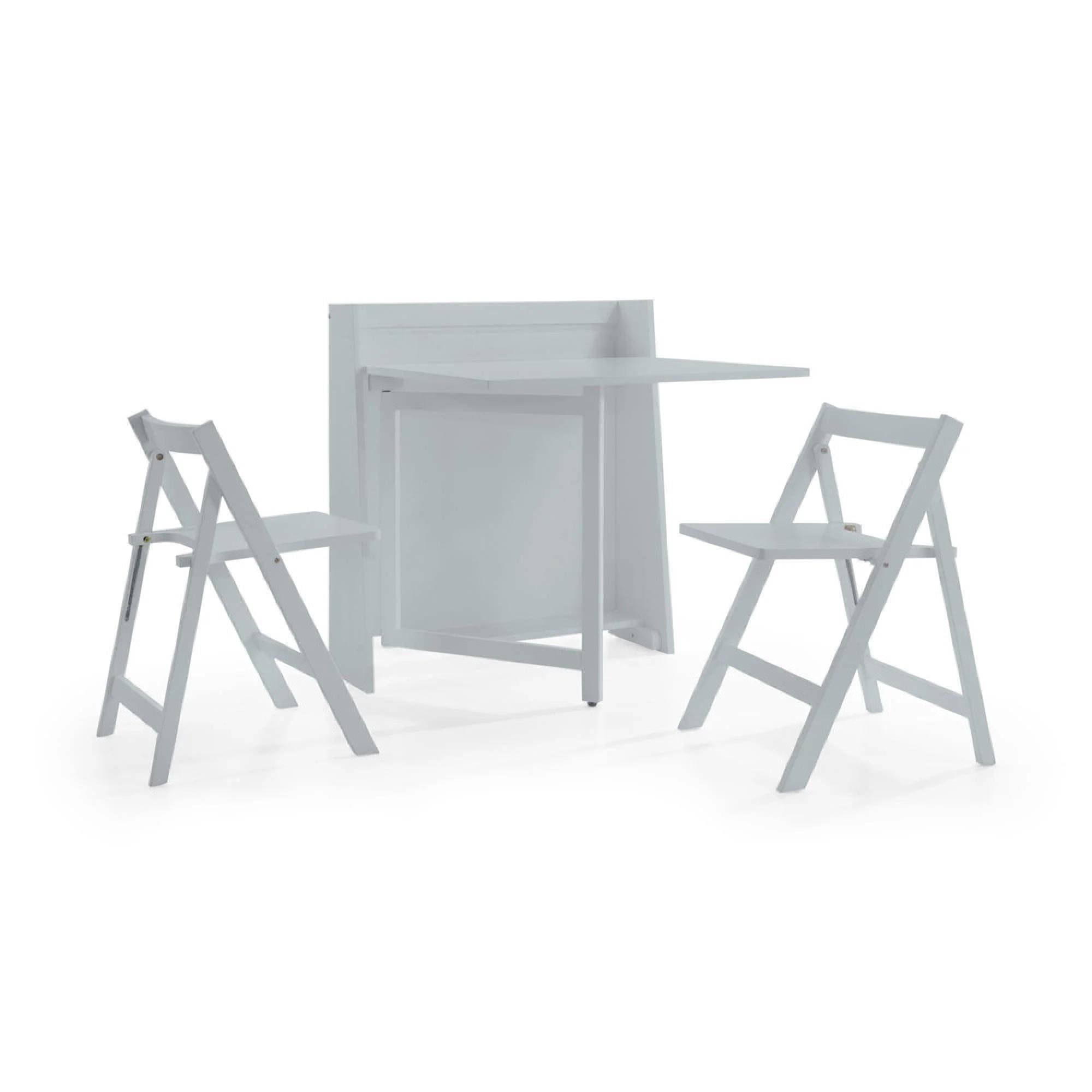 Helsinki Compact Dining Set - 2 Seater - 80cm - 2 Folding Chairs - Grey