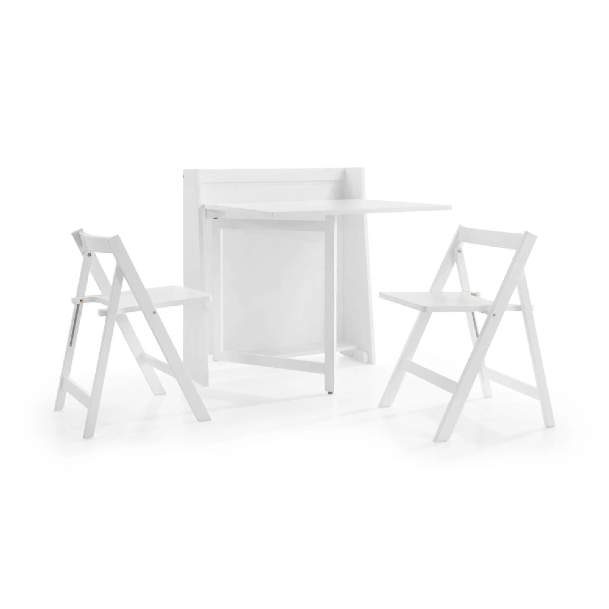 Helsinki Compact Dining Set - 2 Seater - 80cm - 2 Folding Chairs - White