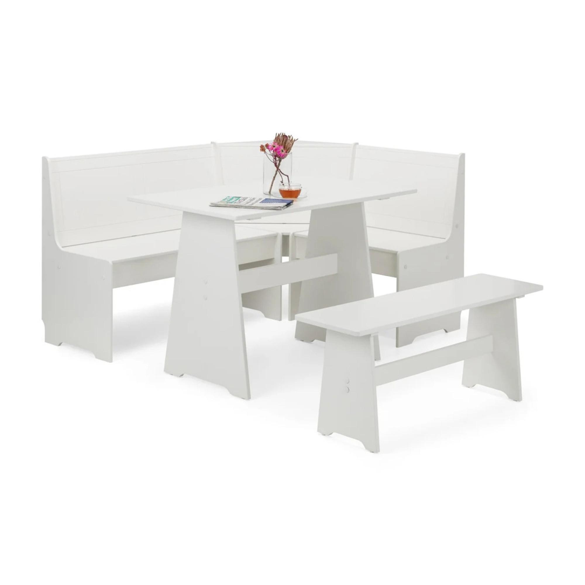 Newport Corner Dining Set - 4 Seater - 109cm - White