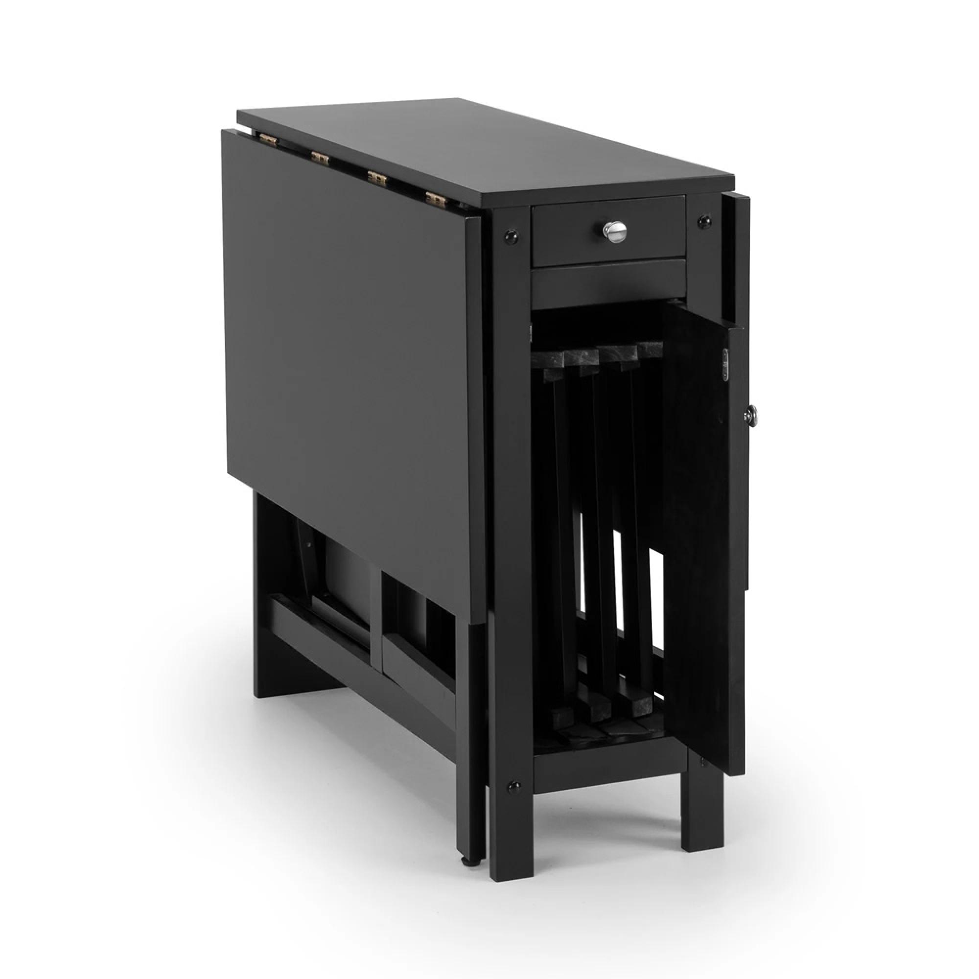 Savoy Gateleg Dining Set - 4 Seater - 120cm - 4 Chairs - Black