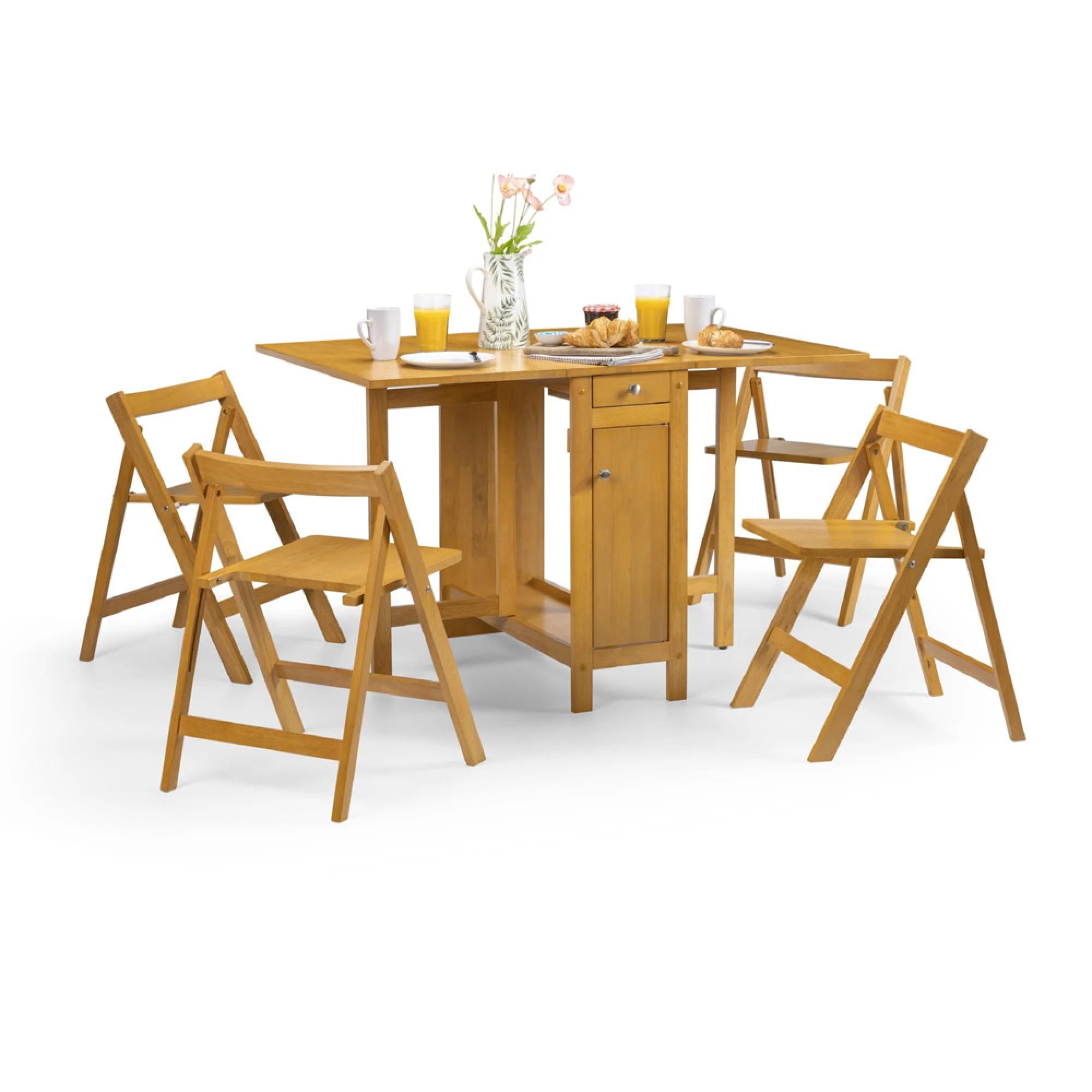 Savoy Gateleg Dining Set - 4 Seater - 35cm-120cm - 4 Chairs - Oak