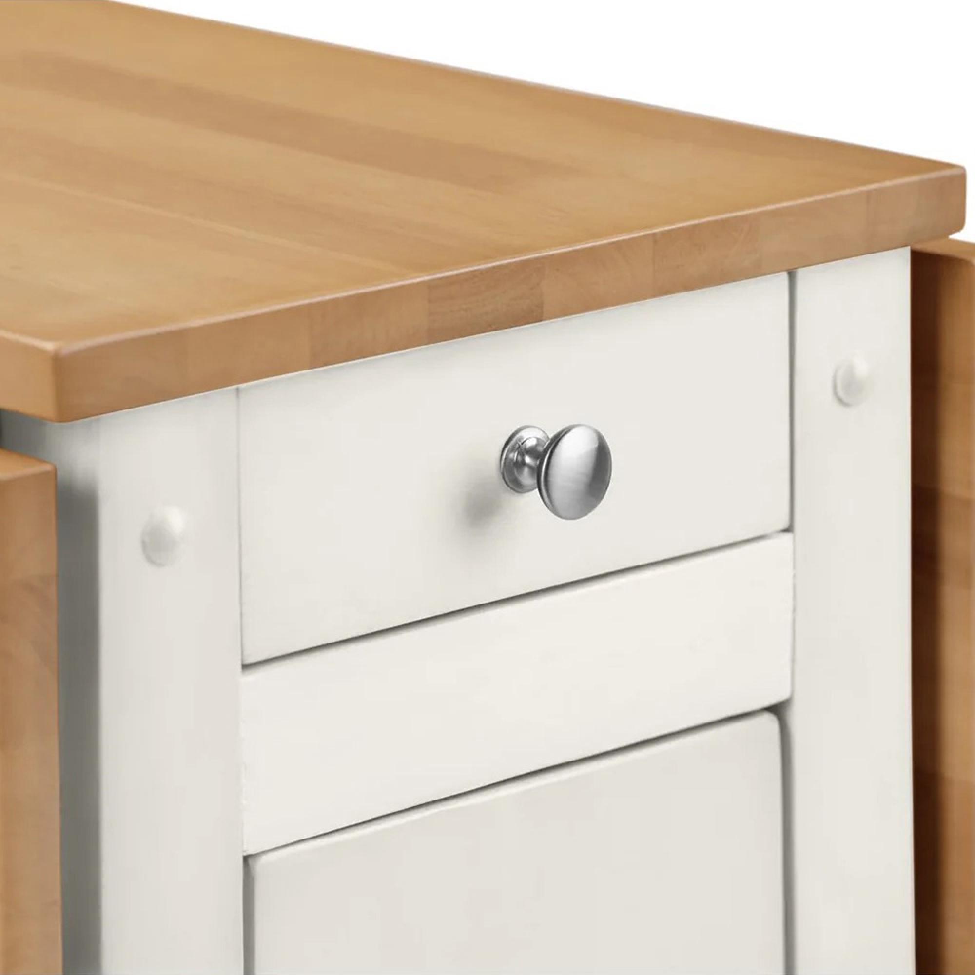 Savoy Gateleg Extending Dining Set - 4 Seater - 35cm-120cm - 4 Chairs - White and Natural