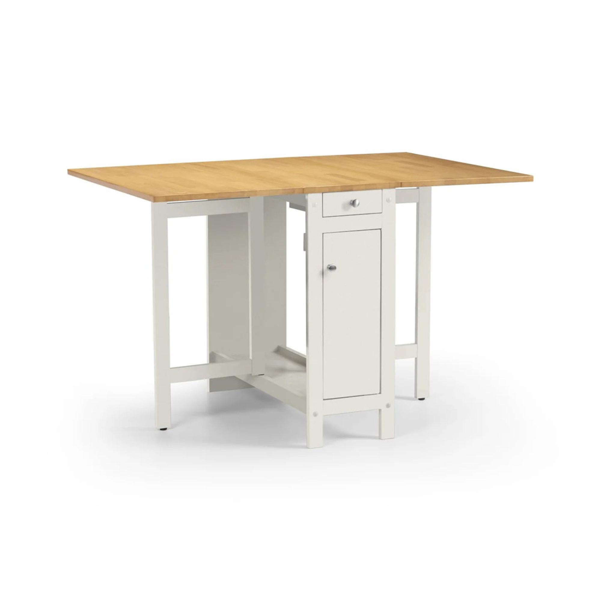 Savoy Gateleg Extending Dining Set - 4 Seater - 35cm-120cm - 4 Chairs - White and Natural