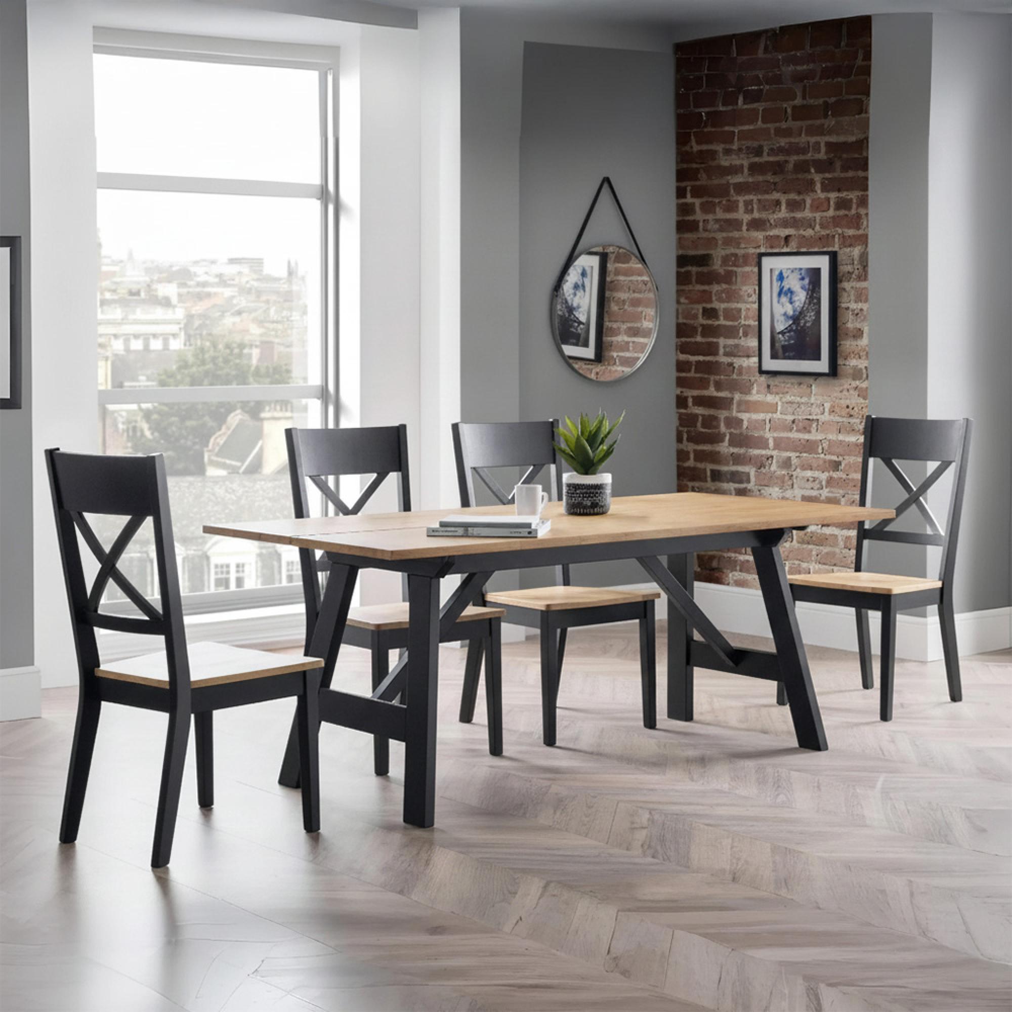 Hockley Dining Set - 190cm - 4 Seater - 4 Chairs - Oak