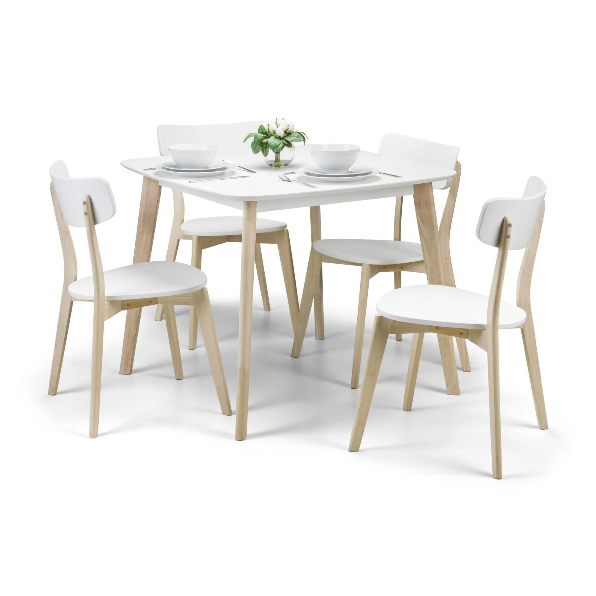Casa Dining Set - 90cm - 4 Seater - Square - 4 Chairs - White