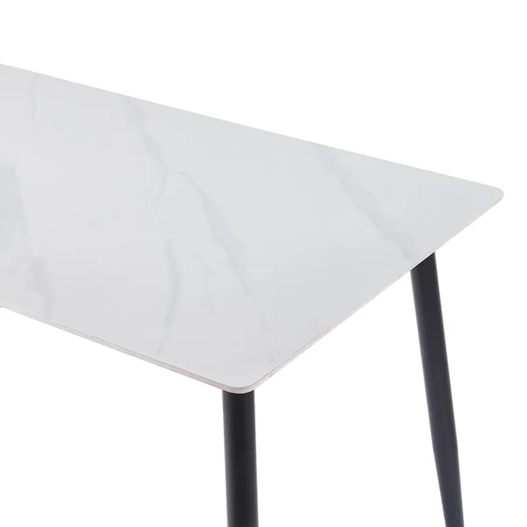 2 x Free Chairs - Breton Compact Dining Set - 4 Seater - 120cm - White Ceramic - 2x Lido Dining Chairs - Yellow Fabric - Chrome Legs