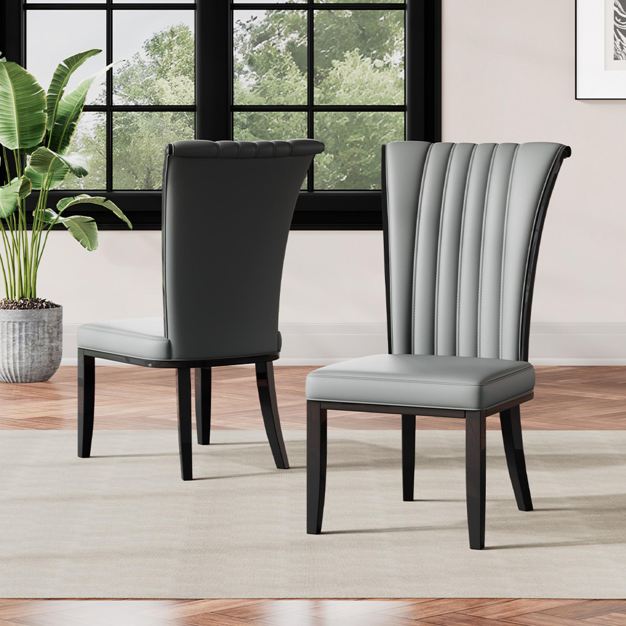Naples Dining Set - 6 Seater - 160cm - Black Marble - Cadiz Dining Chairs - Grey Leather