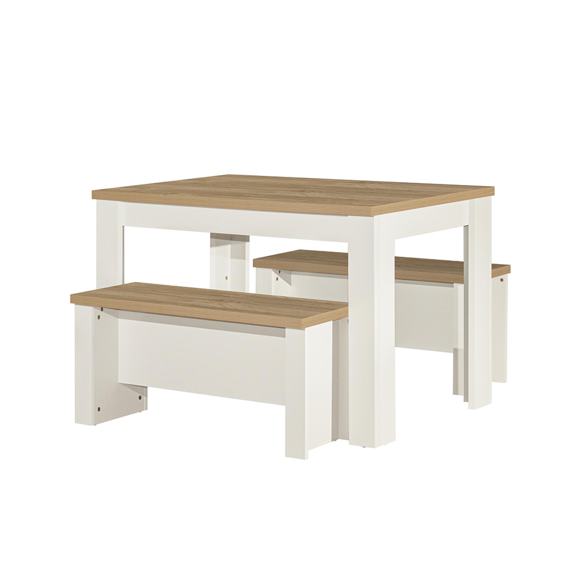 Highgate Dining Set - 2 Seater - 118cm - with 2 Benches - Cream Painted
