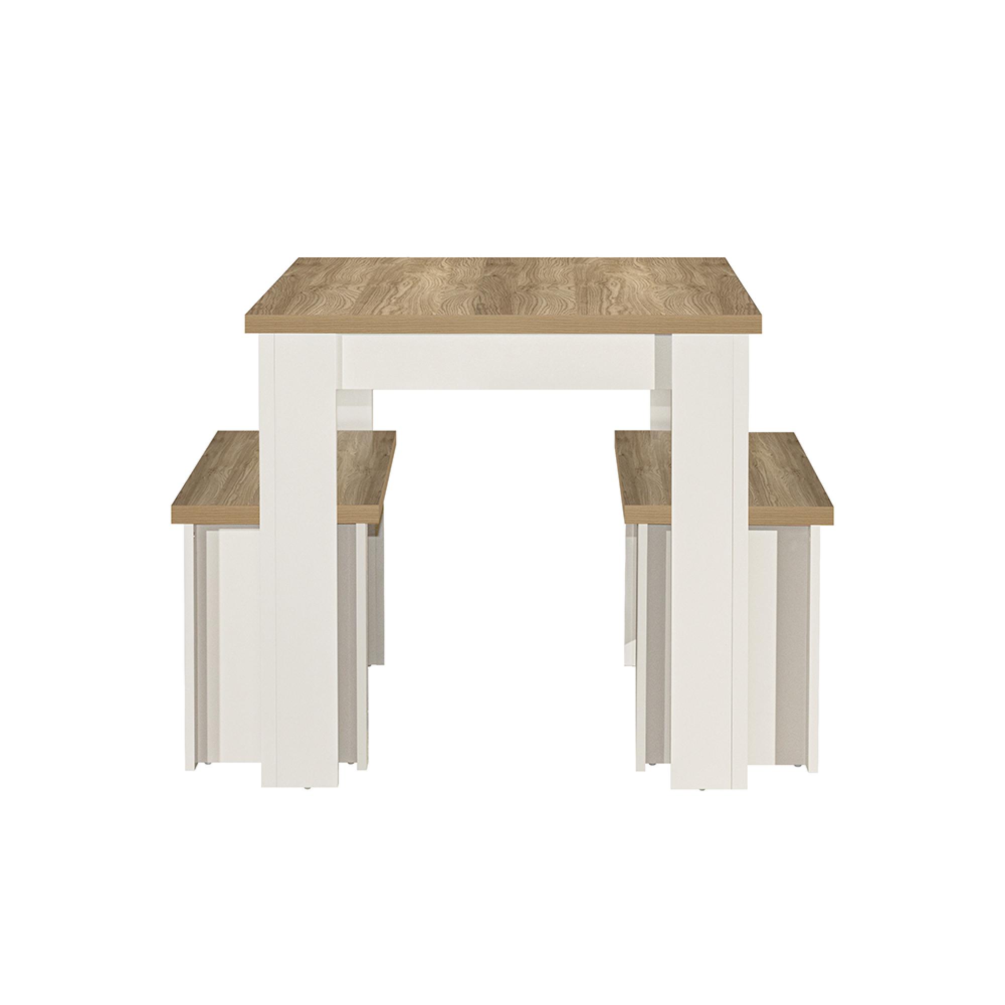Highgate Dining Set - 2 Seater - 118cm - with 2 Benches - Cream Painted