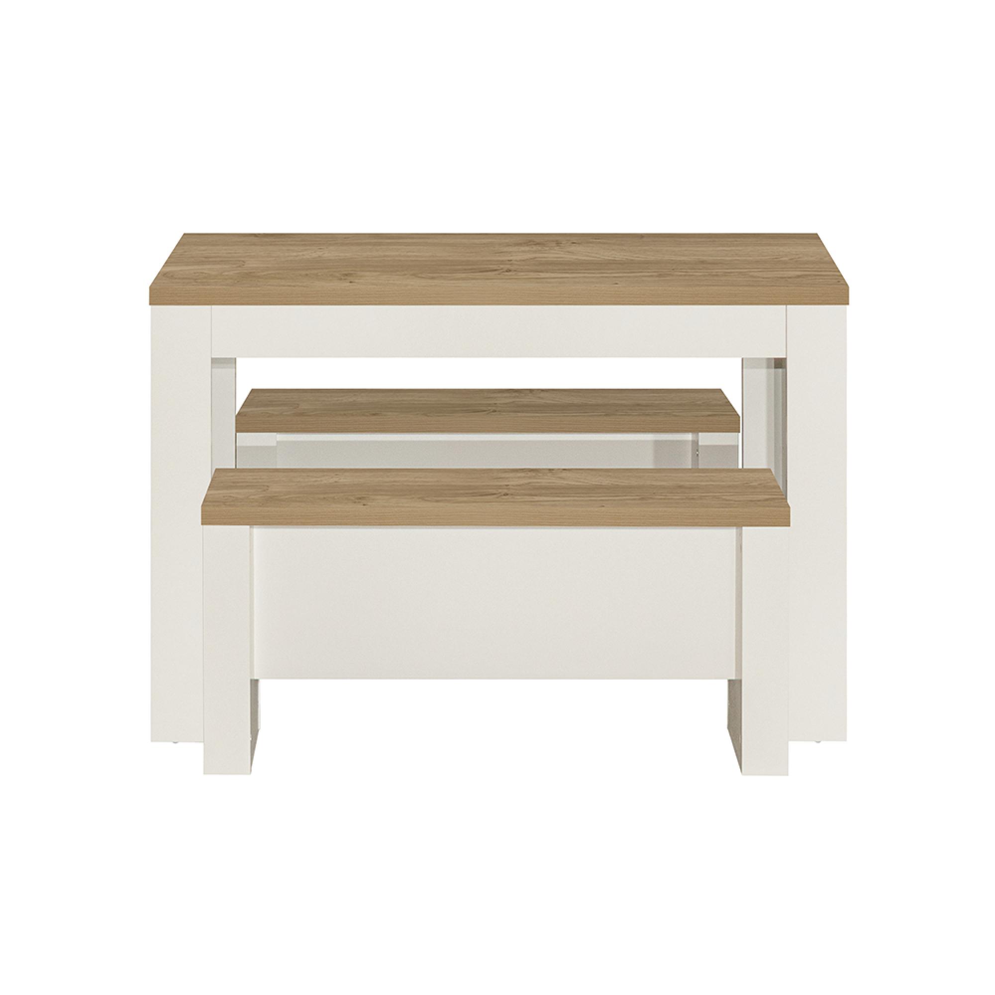 Highgate Dining Set - 2 Seater - 118cm - with 2 Benches - Cream Painted