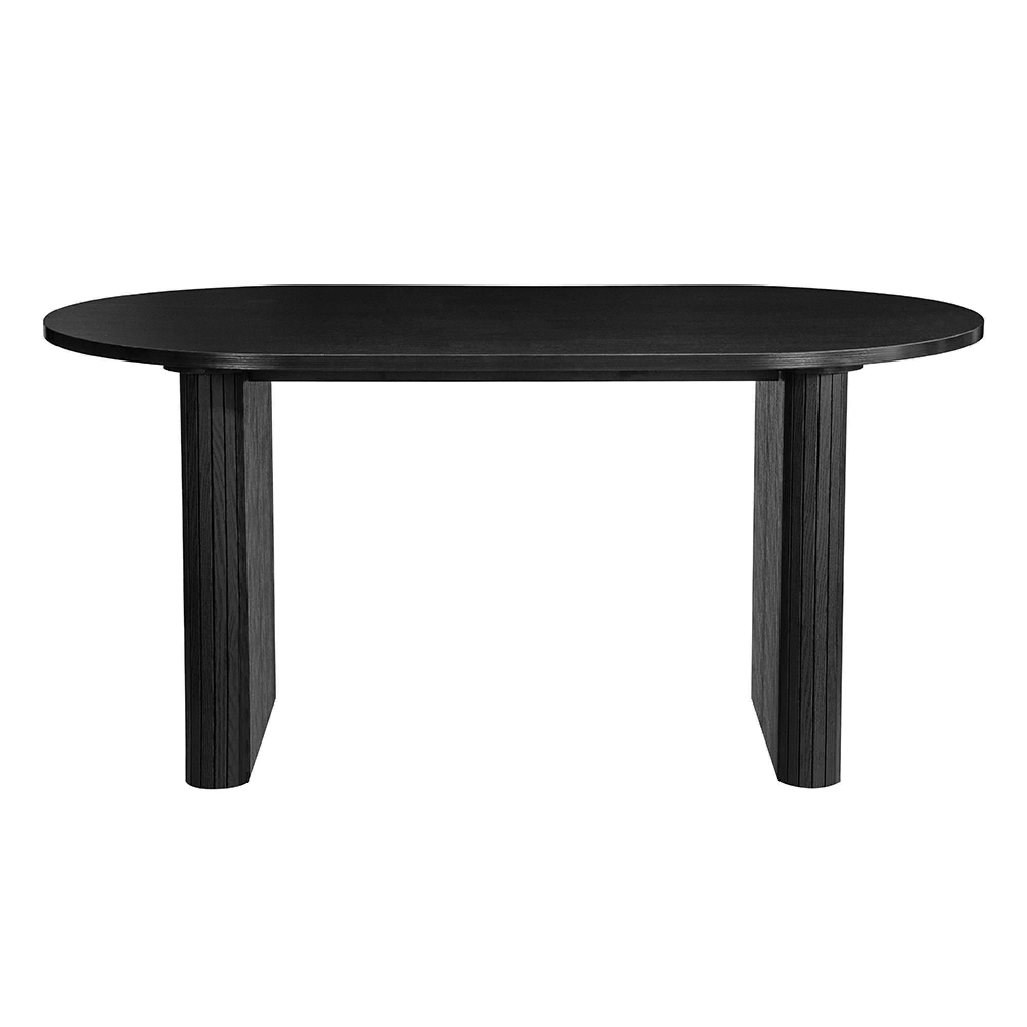 Axel Oval Dining Set - 6 Seater - 160cm - with 2 Benches - Black Fluted