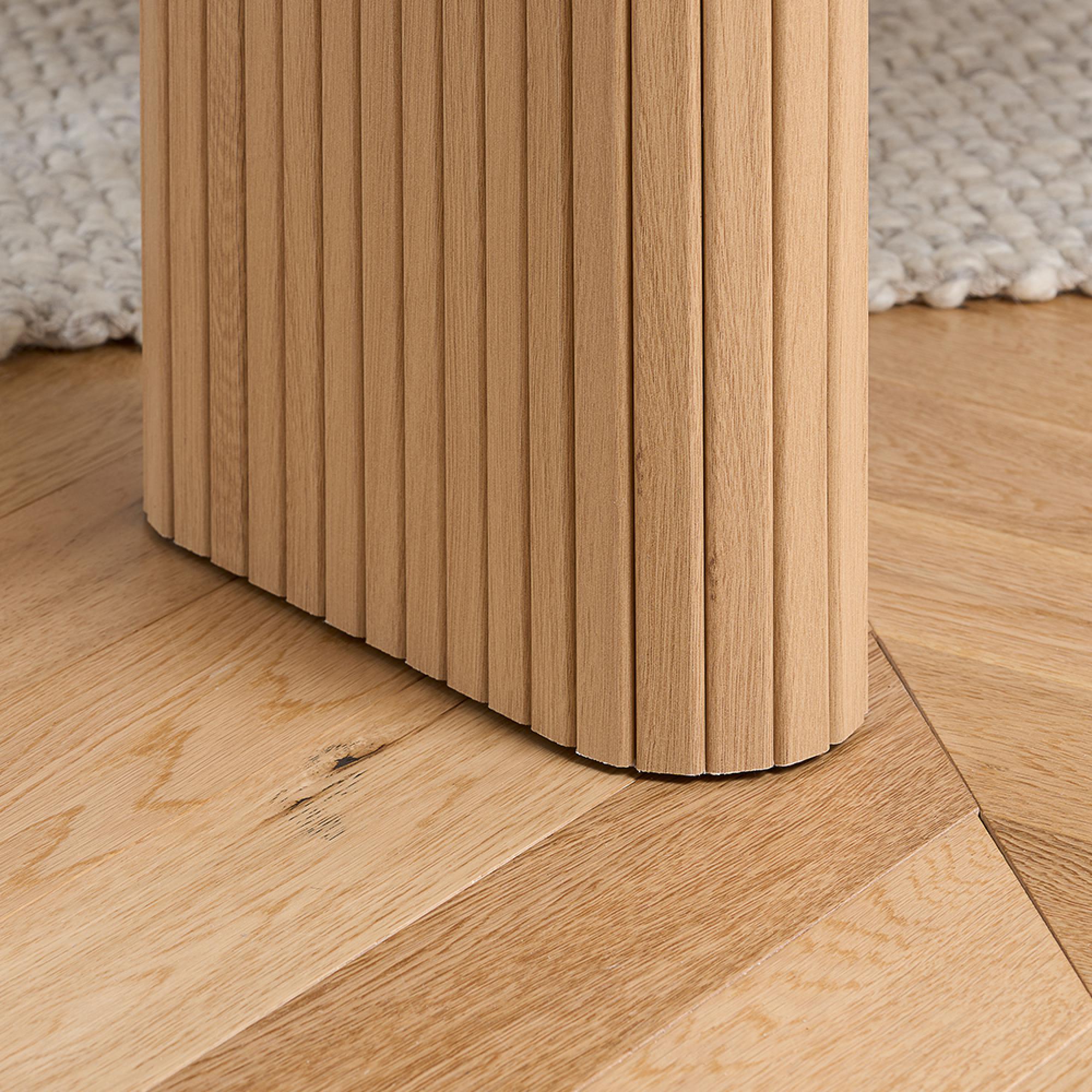 Axel Oval Dining Set - 6 Seater - 160cm - with 2 Benches - Oak Fluted