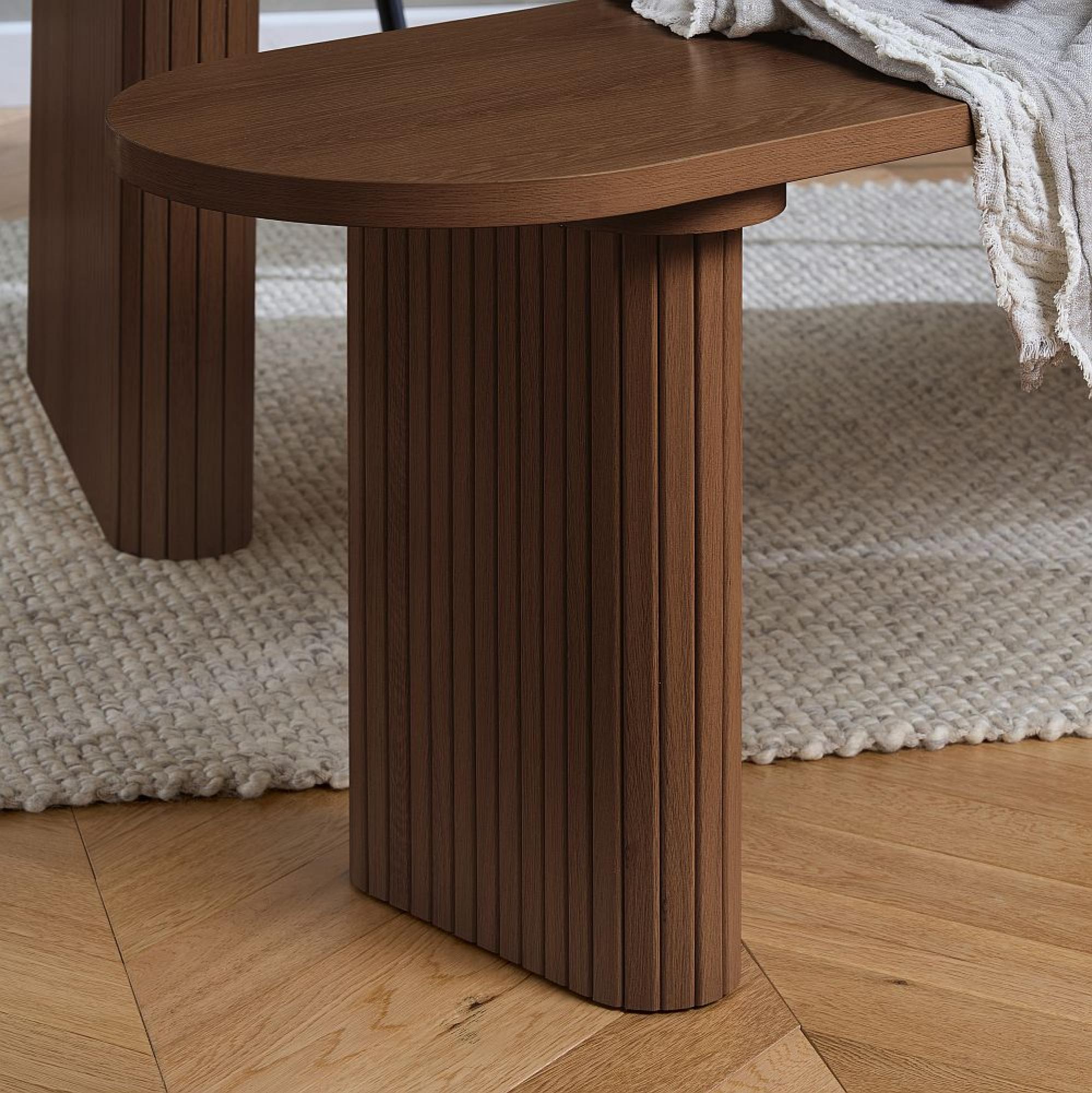 Axel Oval Dining Set - 6 Seater - 160cm - with 2 Benches - Walnut Fluted