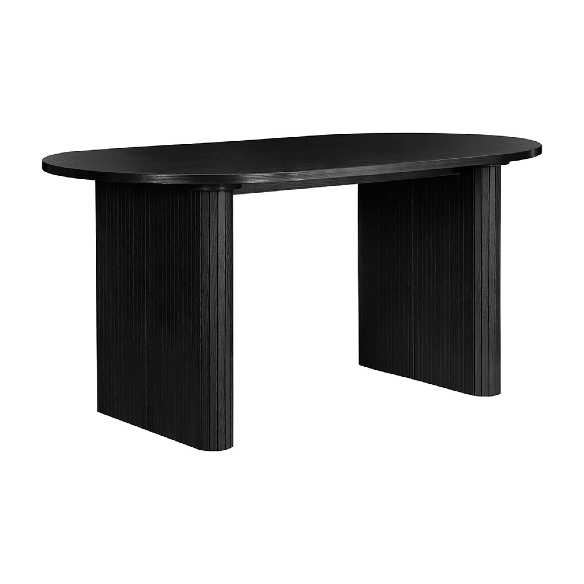 Axel Oval Dining Set - 6 Seater - 160cm - with 2 Grey Chairs and 1 Bench - Black Fluted