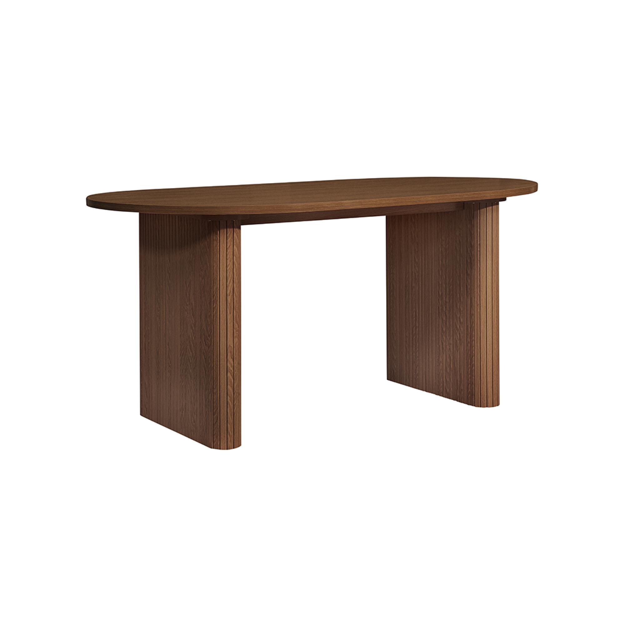 Axel Oval Dining Set - 6 Seater - 160cm - with 2 Grey Chairs and 1 Bench - Walnut Fluted