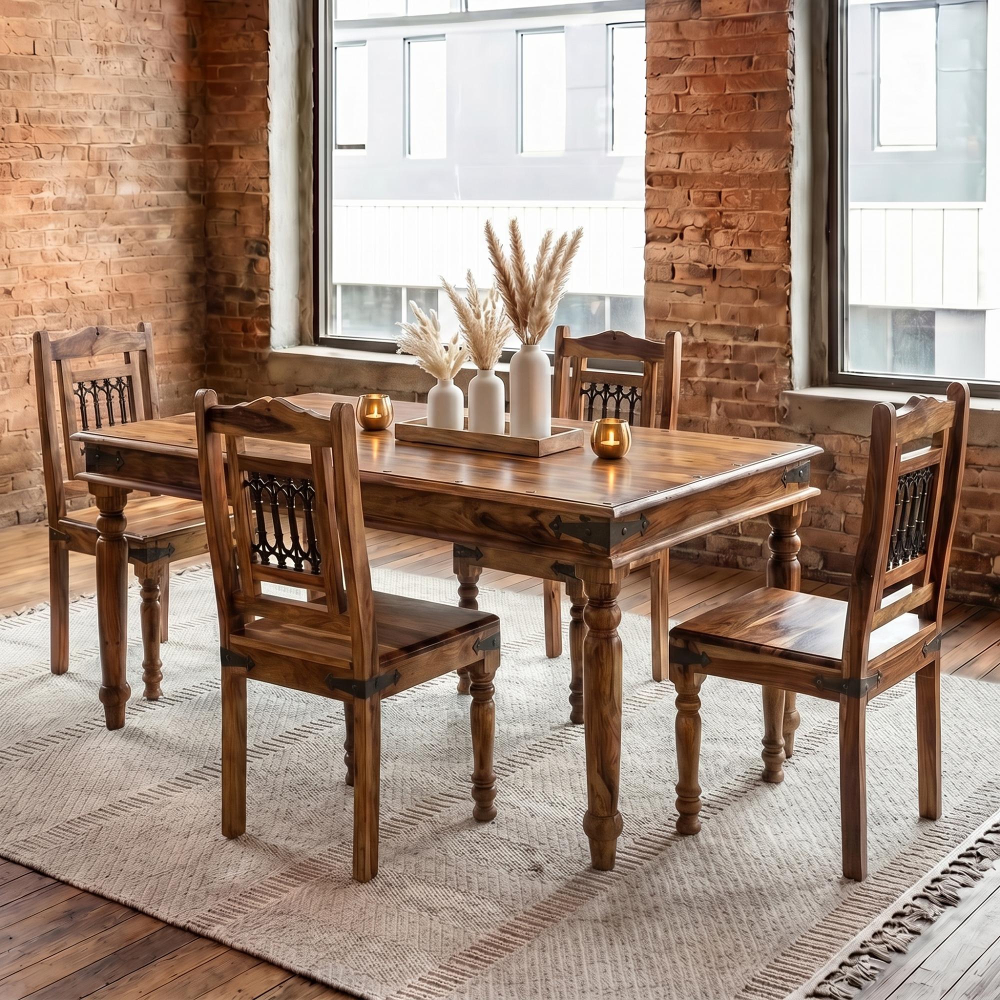 Thacket Dining Set - 4 Seater - with 4 Chairs - Sheesham Wood