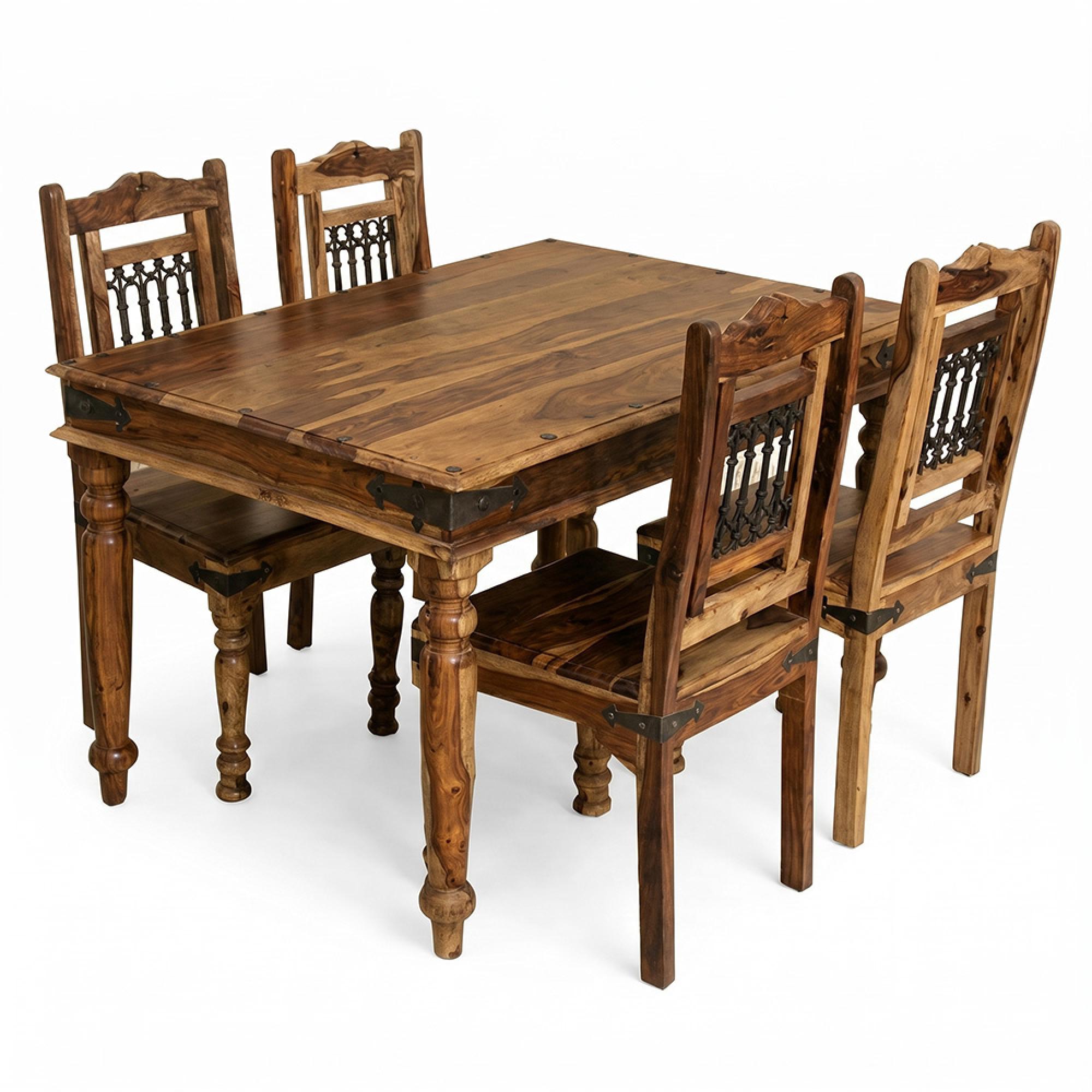 Thacket Dining Set - 4 Seater - with 4 Chairs - Sheesham Wood