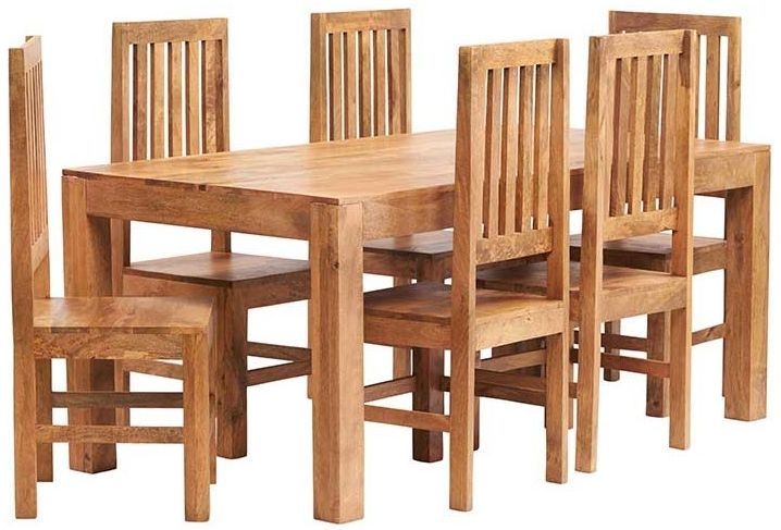 Ajmer Light Mango Wood 6 Seater Dining Set with 6 Chairs