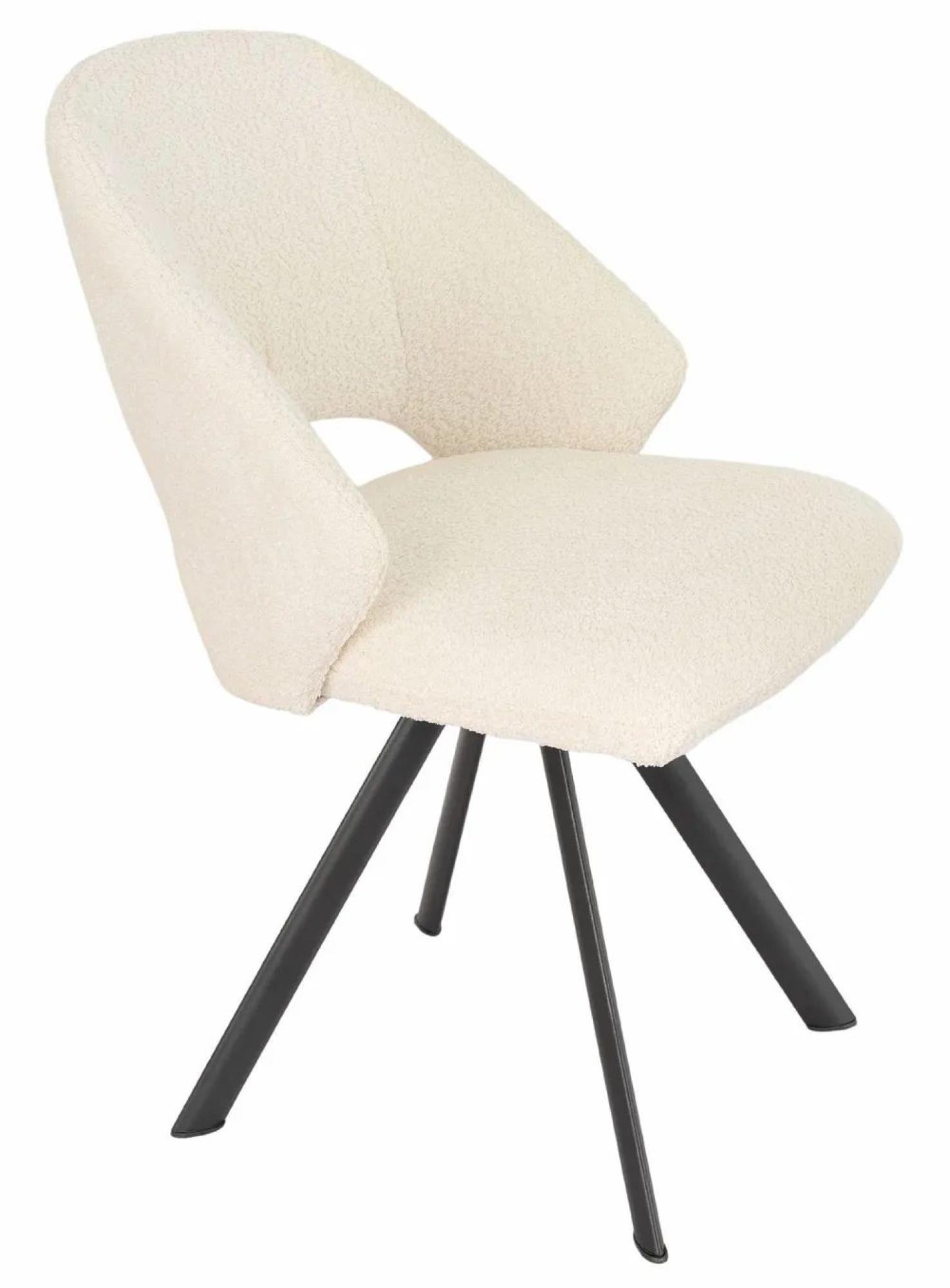 Alpha Extending Dining Set - 4-6 Seater - 140cm-180cm - White Ceramic - Ion Swivel Dining Chair - Cream Boucle Fabric