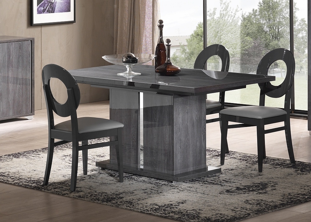 Augusta Grey Oak Effect Extending Dining Set with 4 Oval Back Chair