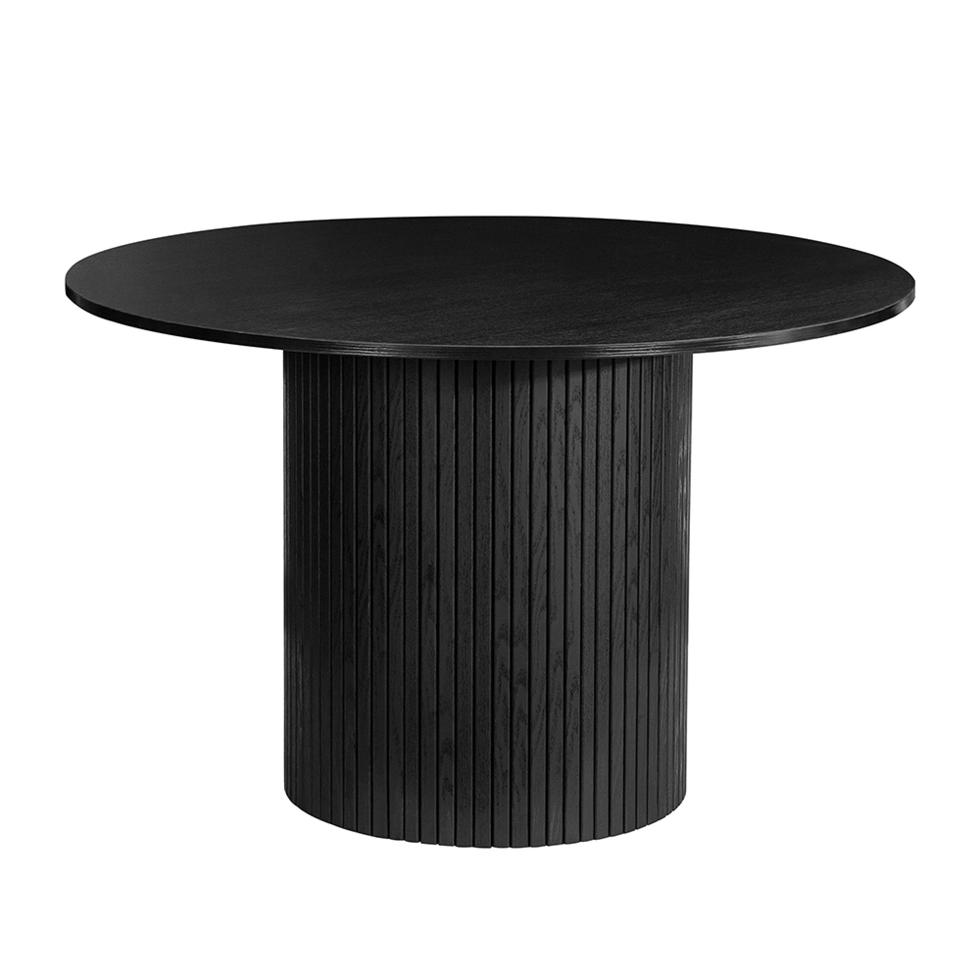 Axel Round Dining Set - 4 Seater - 120cm - with 4 Chairs - Black Fluted