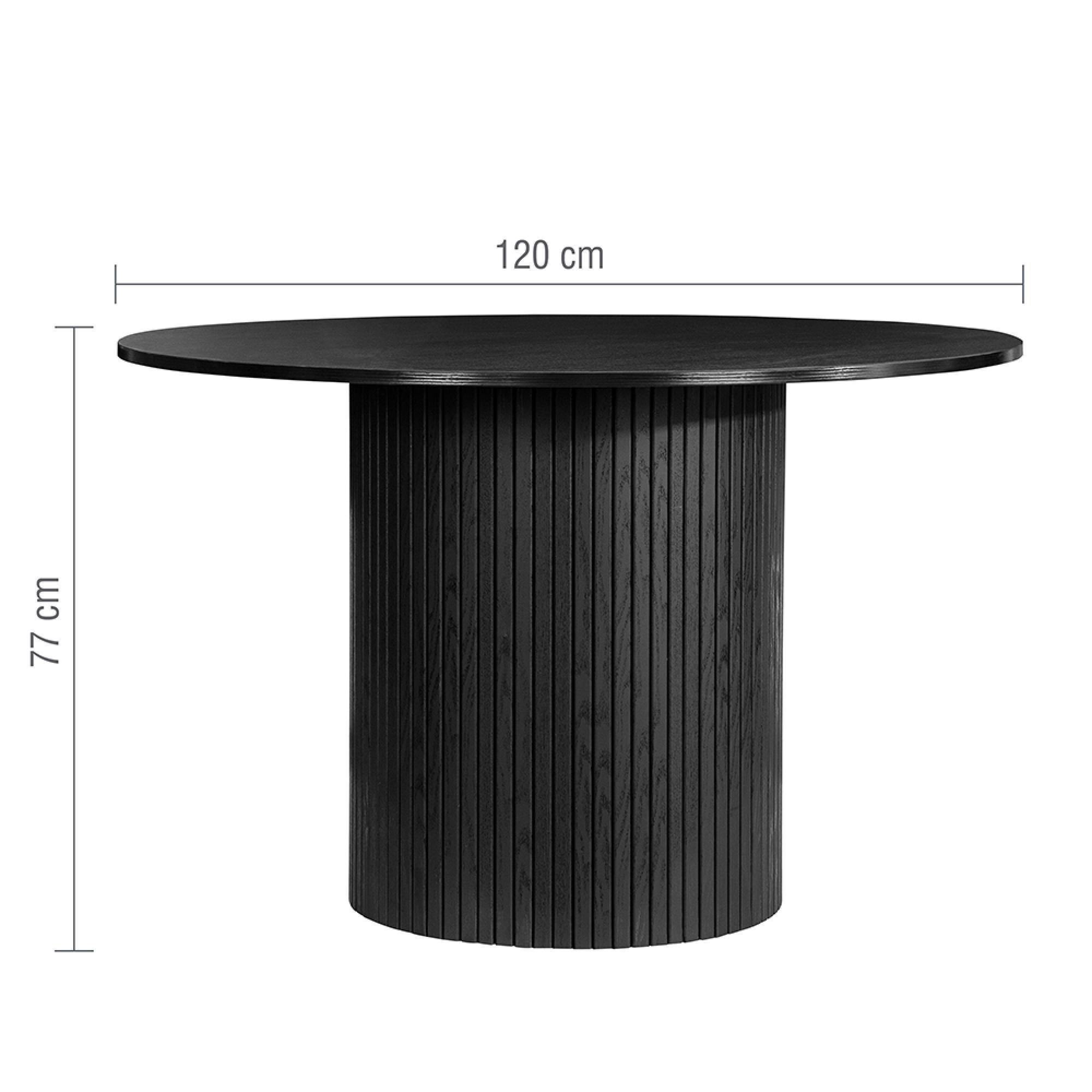 Axel Round Dining Set - 4 Seater - 120cm - with 4 Chairs - Black Fluted