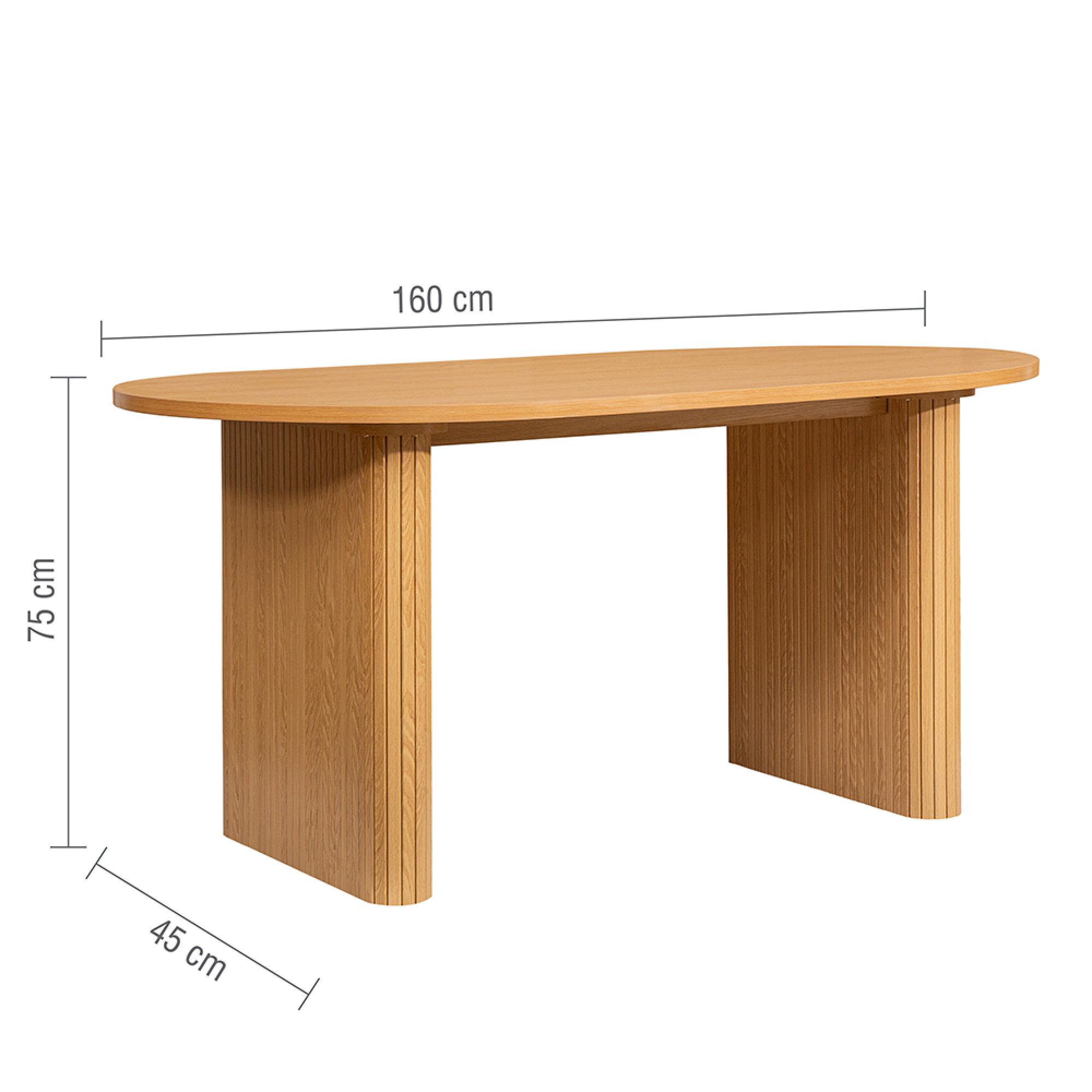 Axel Oval Dining Set - 6 Seater - 160cm - with 4 Chairs - Oak Fluted