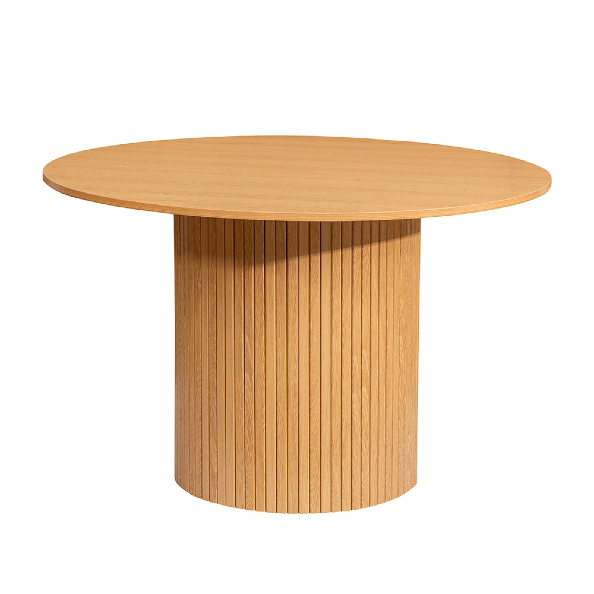 Axel Round Dining Set - 4 Seater - 120cm - with 4 Chairs - Oak Fluted