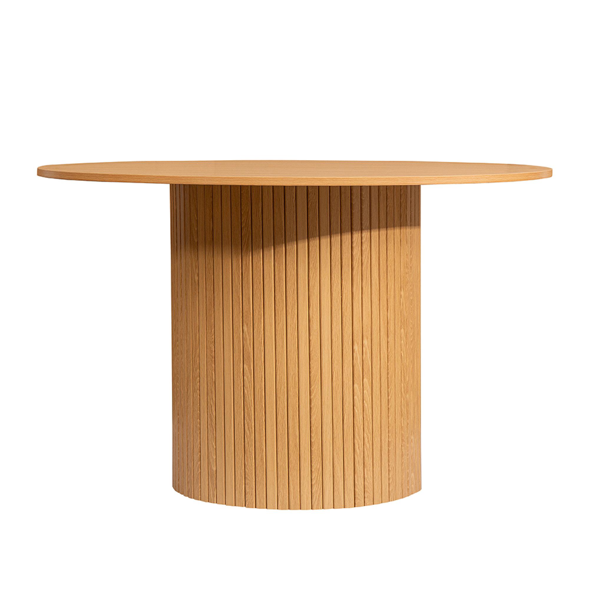 Axel Round Dining Set - 4 Seater - 120cm - with 4 Chairs - Oak Fluted