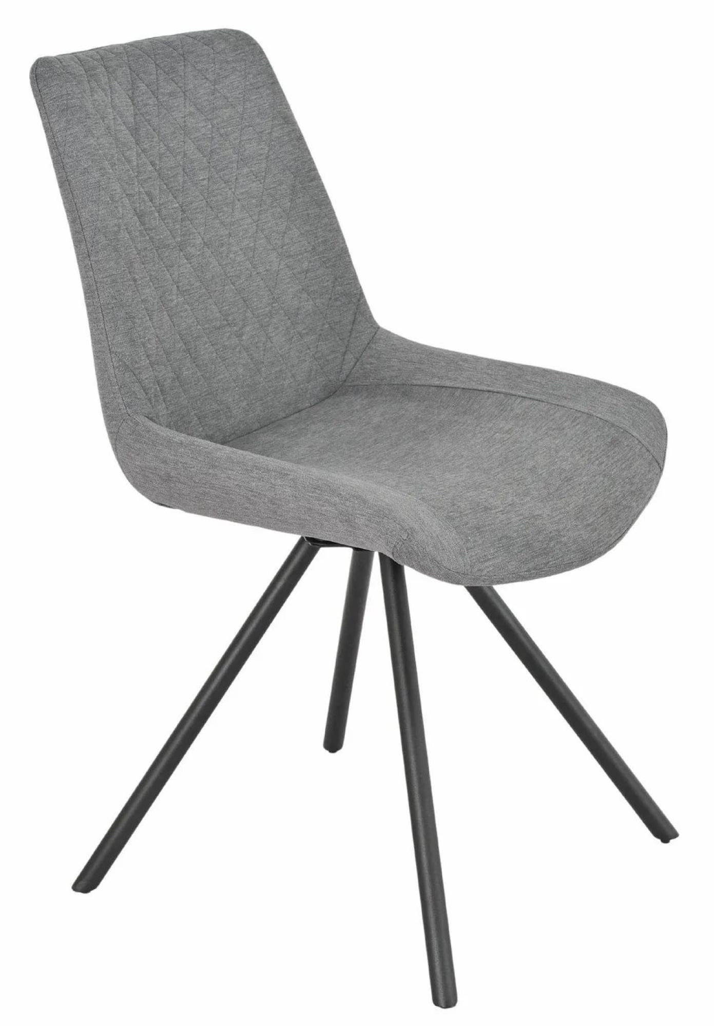 Bern Fluted Dining Set - 4 Seater - 120cm - Round - Black - 4x Boden Swivel Dining Chairs - Grey Fabric