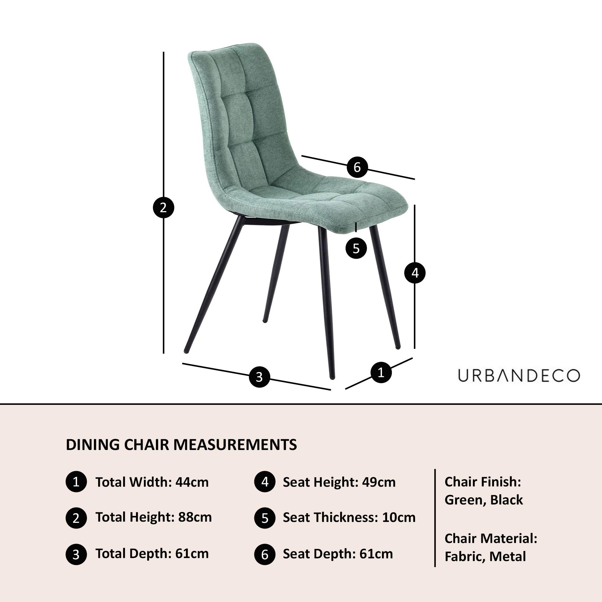 Bern Fluted Dining Set - 4 Seater - 120cm - Round - Black - 4x Corona Dining Chairs - Green Fabric