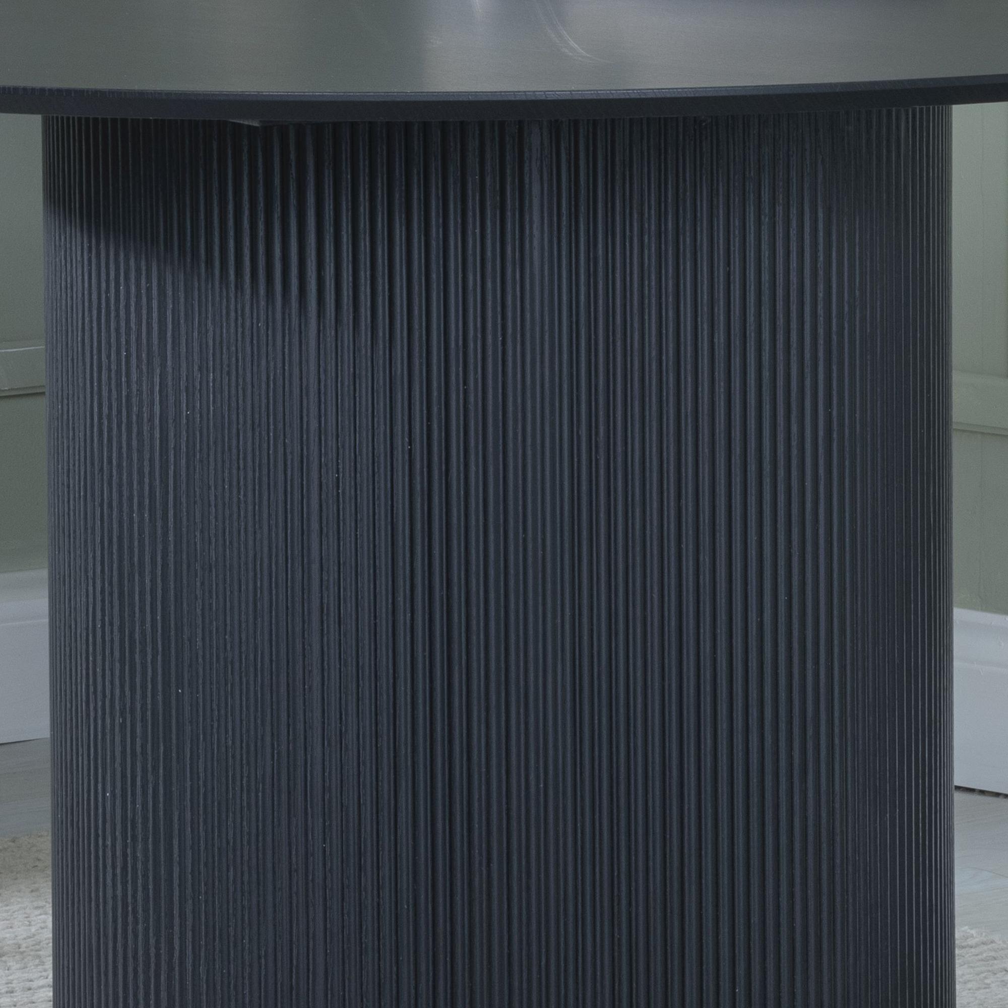 Bern Fluted Dining Set - 4 Seater - 120cm - Round - Black - 4x Corona Dining Chairs - Light Grey Fabric