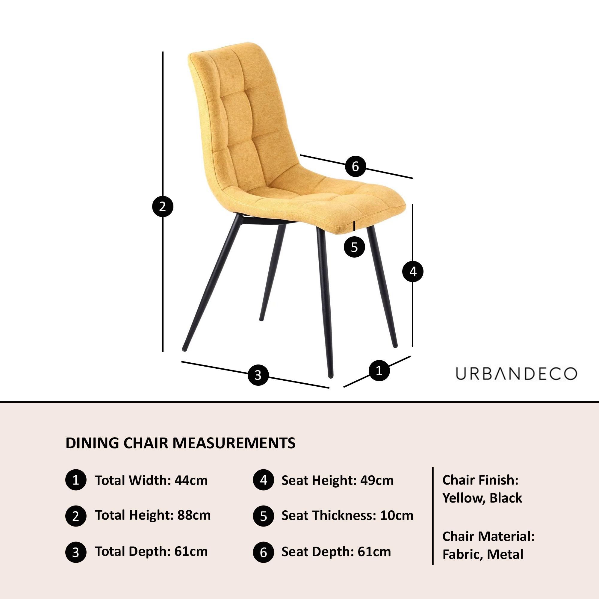 Bern Fluted Dining Set - 4 Seater - 120cm - Round - Black - 4x Corona Dining Chairs - Yellow Fabric