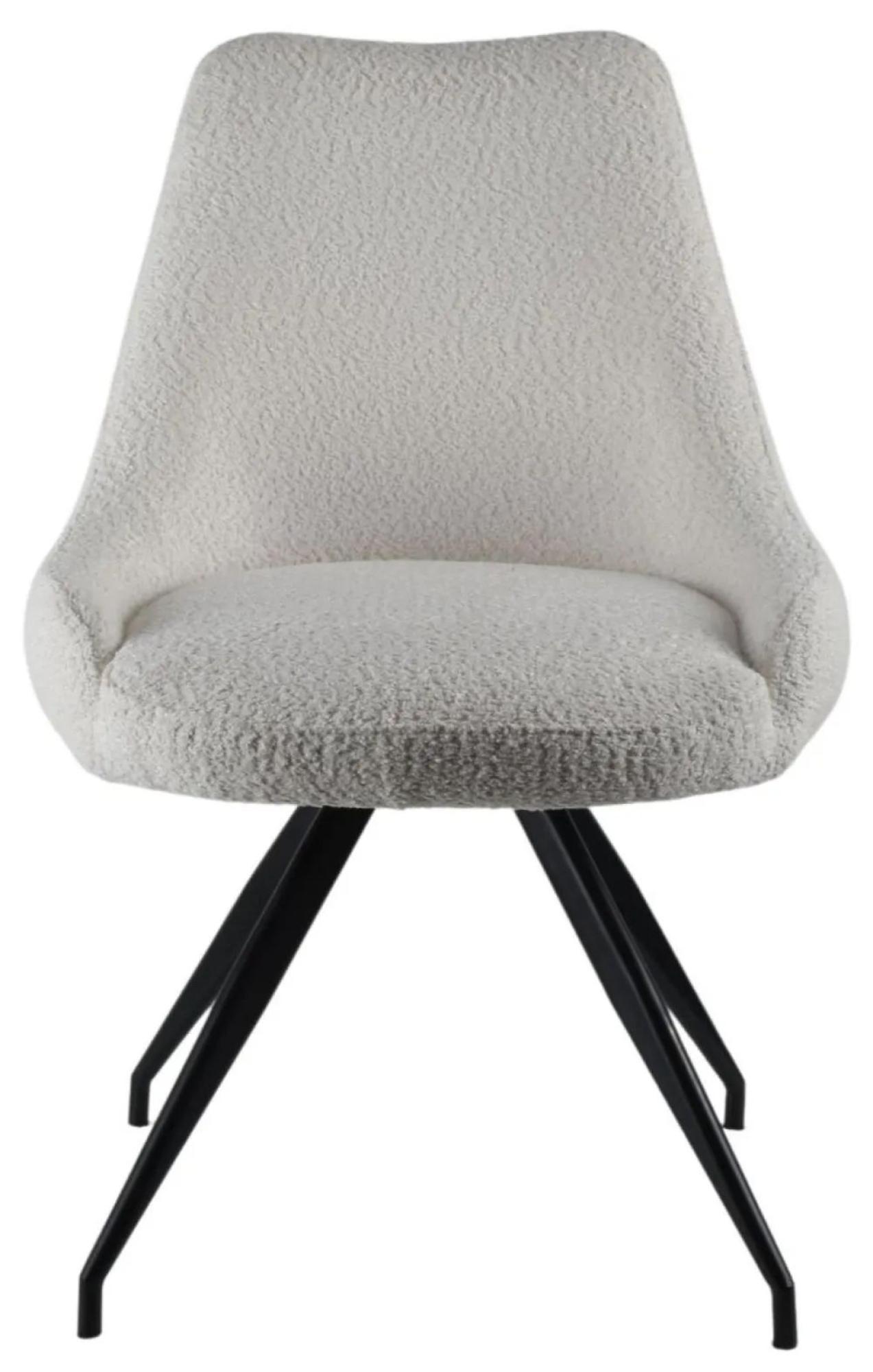 Bern Fluted Dining Set - 6 Seater - 160cm - Black - Arctic Swivel Dining Chairs - Cream Velvet Fabric