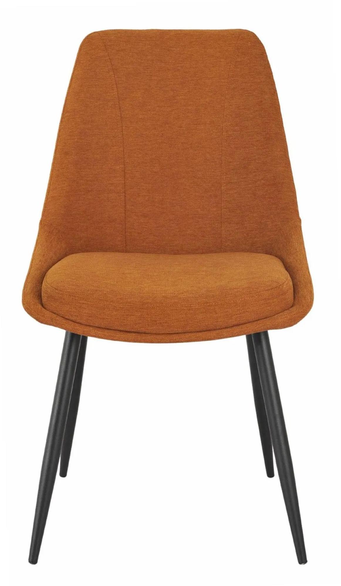 Bern Fluted Dining Set - 4 Seater - 120cm - Round - Oak - 4x Darwin Dining Chairs - Orange Fabric