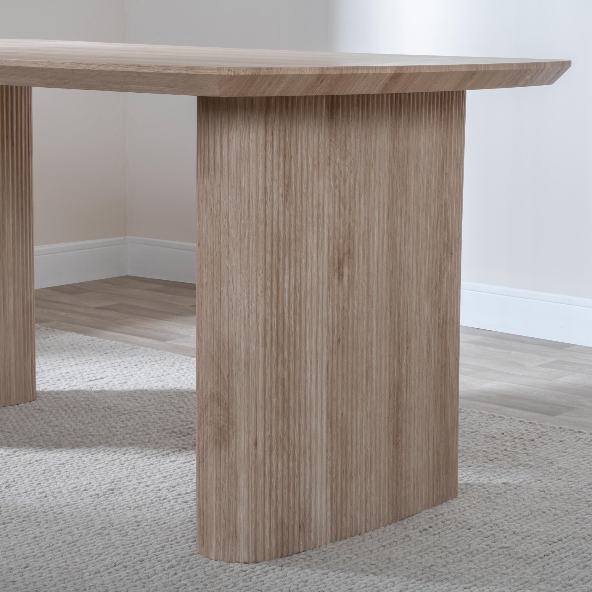 Bern Fluted Dining Set - 6 Seater - 160cm - Oak - Darwin Dining Chairs - Dark Grey Fabric