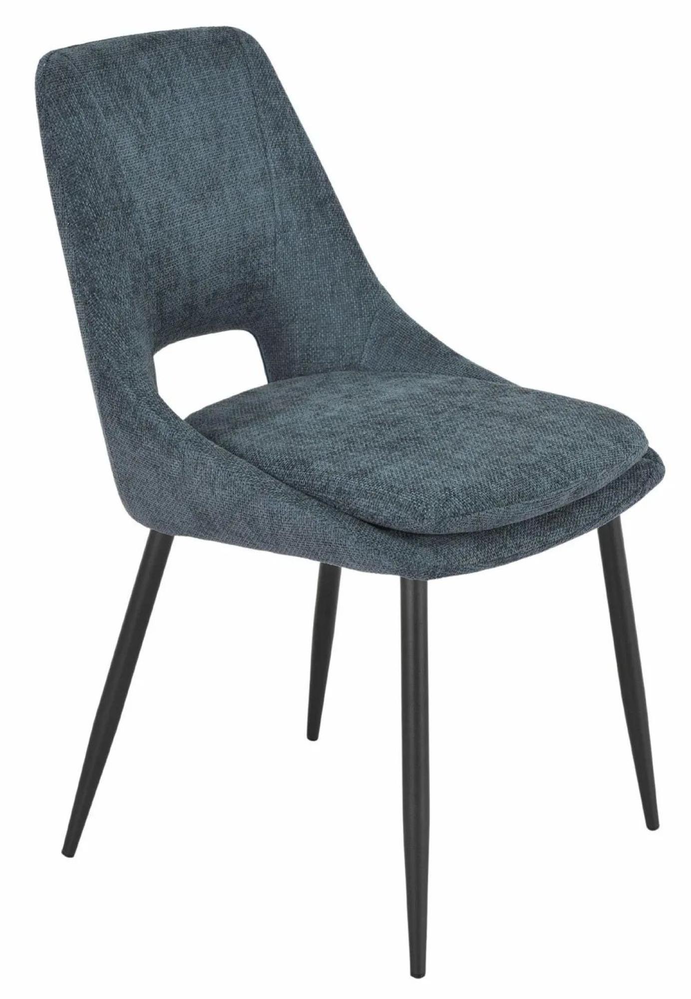 Bern Fluted Dining Set - 6 Seater - 160cm - Oak - Peyton Dining Chairs - Blue Fabric