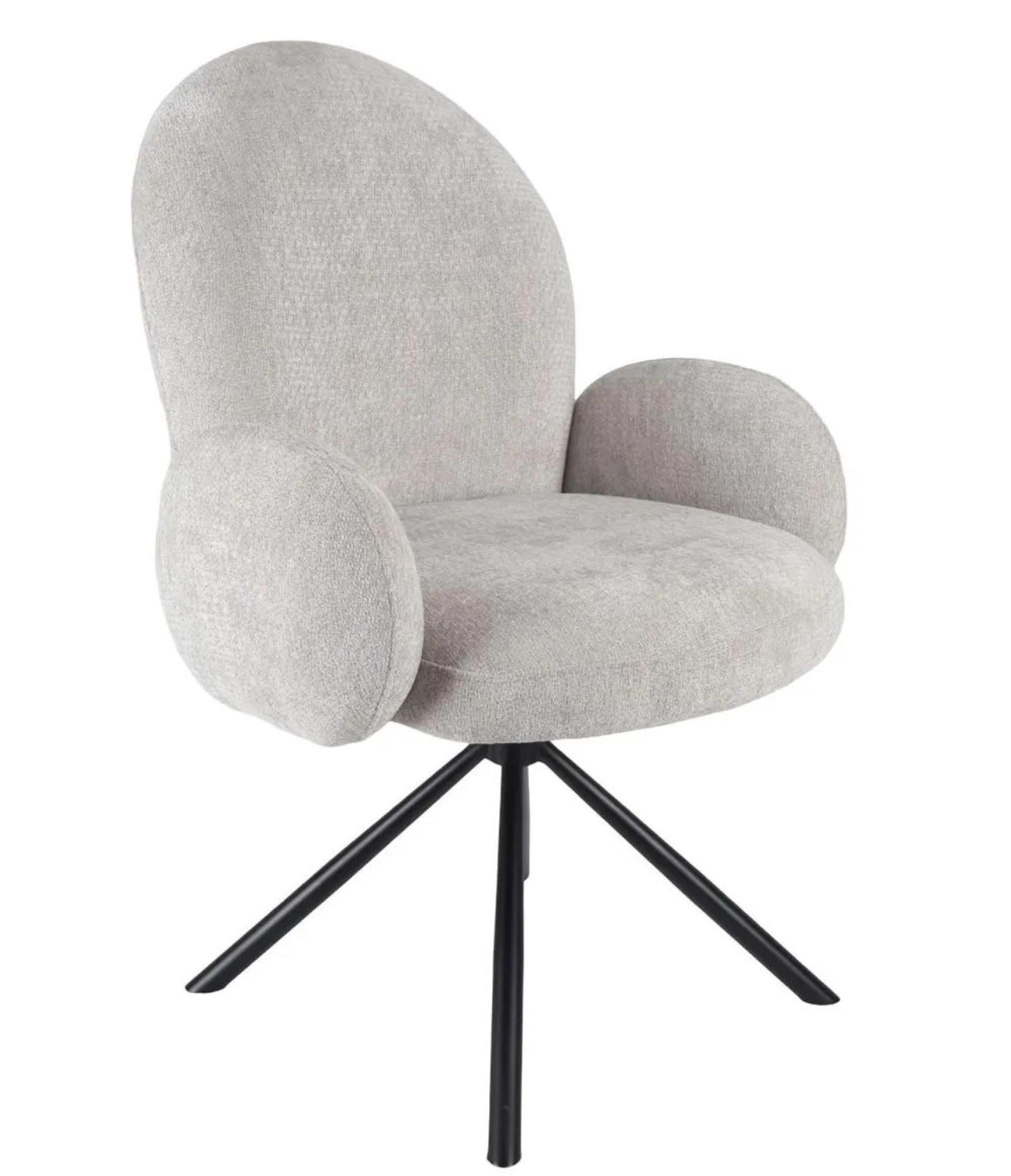 Bern Fluted Dining Set - 6 Seater - 160cm - Oak - Theo Swivel Dining Chairs - Grey Fabric