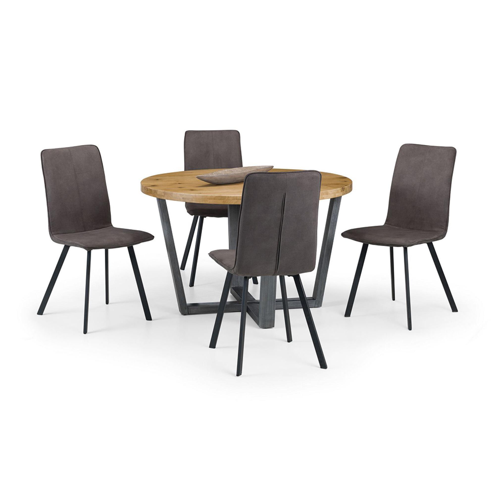 Brooklyn Dining Set - 4 Seater - 120cm - Round - 4 Monroe Chairs - Oak