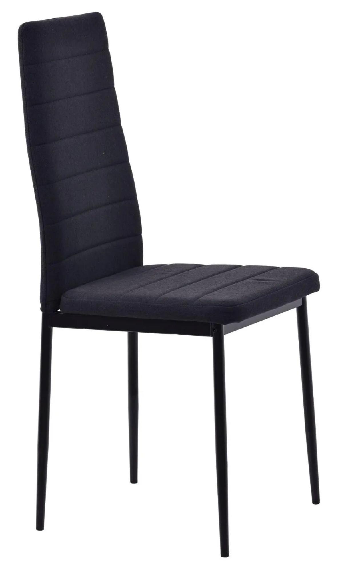 2 x Free Chairs - Camilla Dining Set - 4 Seater - 140cm - Grey Ceramic - 4x Lido Dining Chairs - Black Fabric - Black Legs