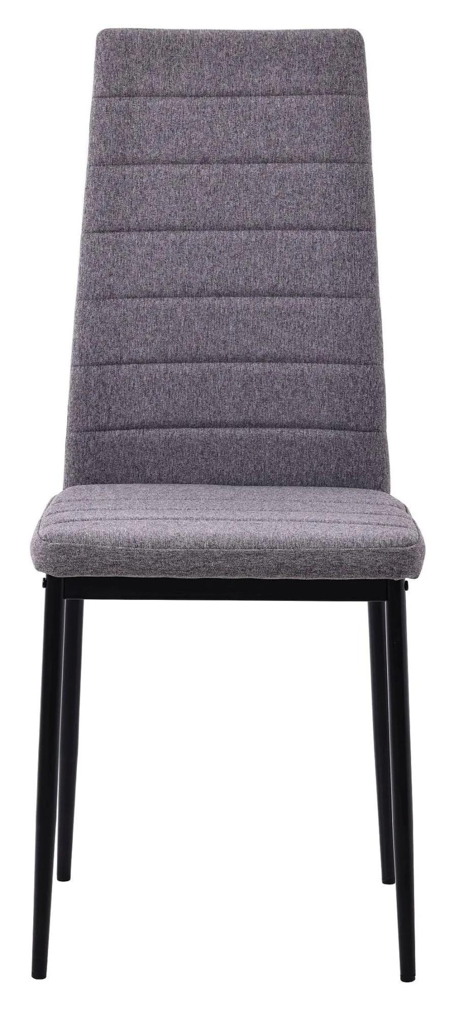 2 x Free Chairs - Camilla Dining Set - 4 Seater - 140cm - Grey Ceramic - 4x Lido Dining Chairs - Dark Grey Fabric - Black Legs