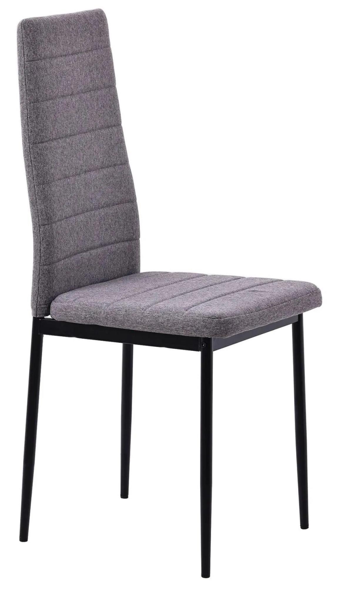 2 x Free Chairs - Camilla Dining Set - 4 Seater - 140cm - Grey Ceramic - 4x Lido Dining Chairs - Dark Grey Fabric - Black Legs