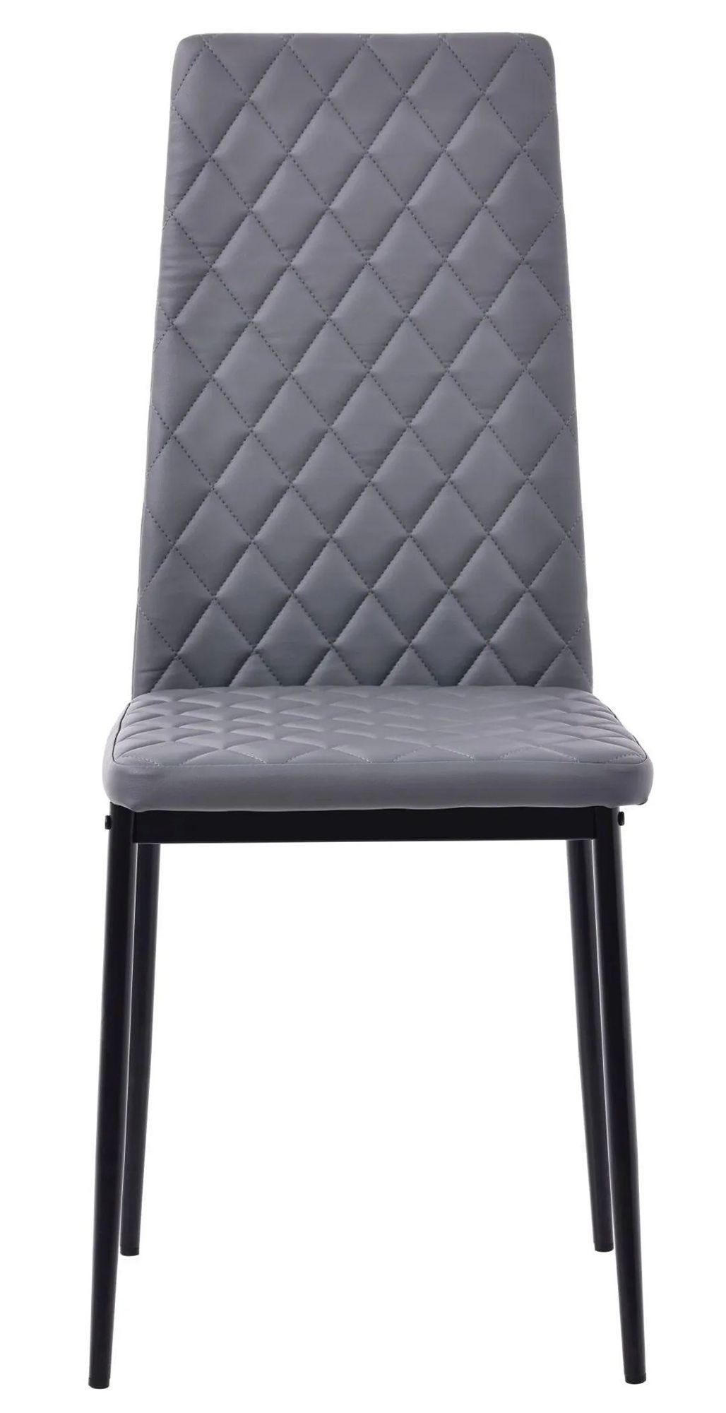 2 x Free Chairs - Camilla Dining Set - 4 Seater - 140cm - Grey Ceramic - 4x Metro Dining Chairs - Grey Leather - Black Legs
