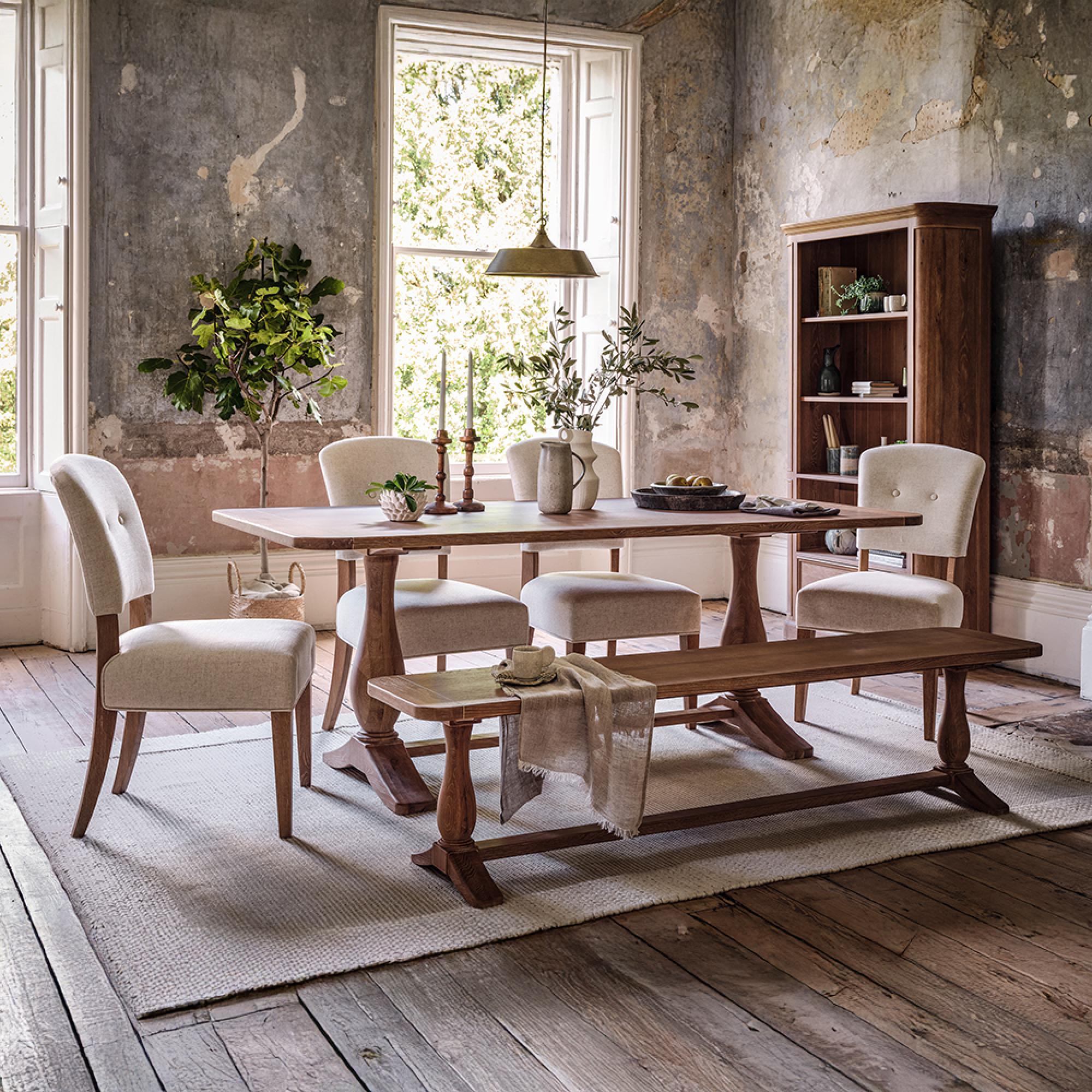 Cannes Dining Set - 8 Seater - 202cm - 4 Chairs - 1 Bench - Timber Wood