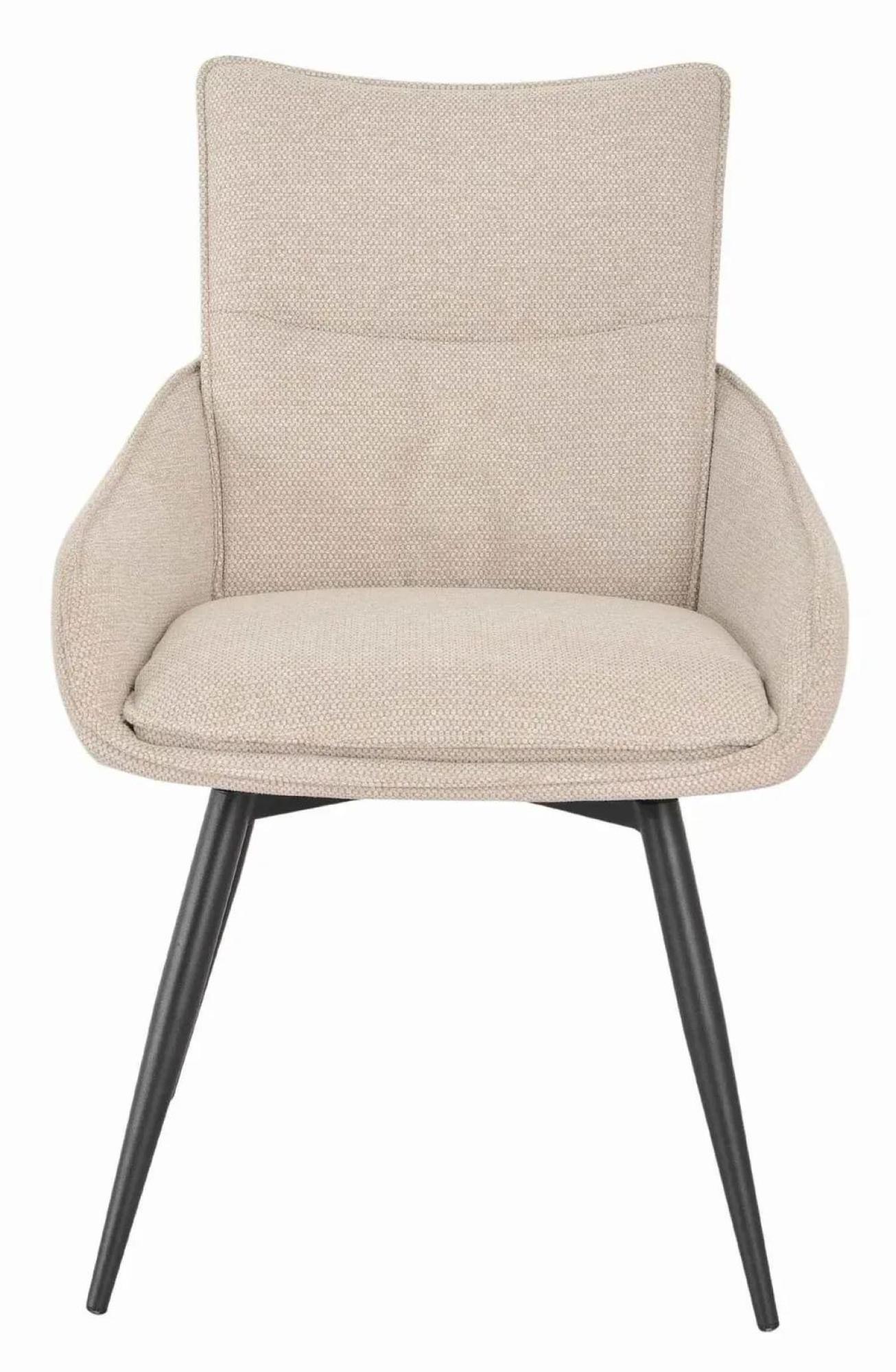 Carrara Dining Set - 4 Seater - 135cm - Round - Grey Ceramic - Extending - 4x Ace Swivel Dining Chairs - Beige Fabric