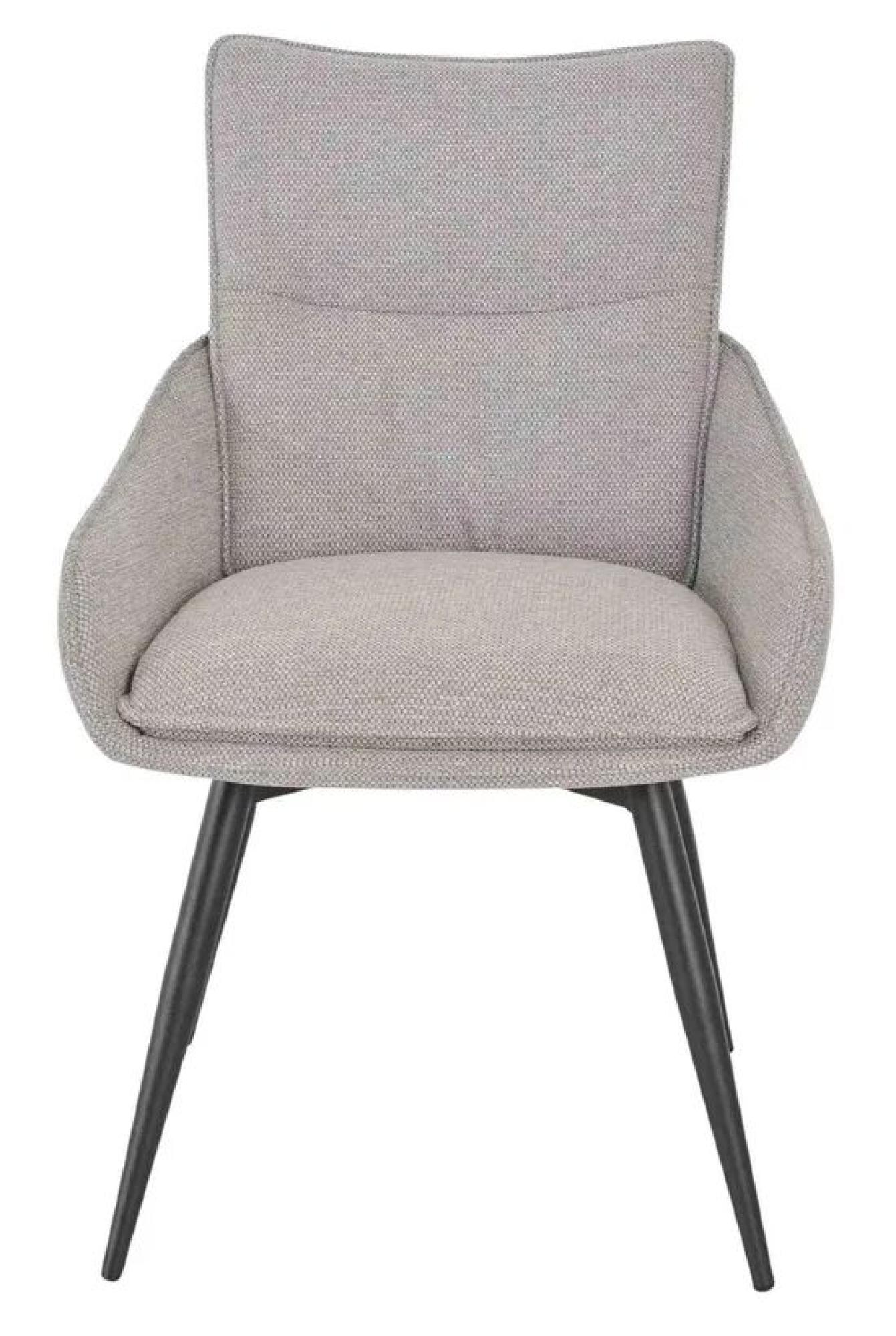 Carrara Dining Set - 4 Seater - 135cm - Round - Grey Ceramic - Extending - 4x Ace Swivel Dining Chairs - Grey Fabric