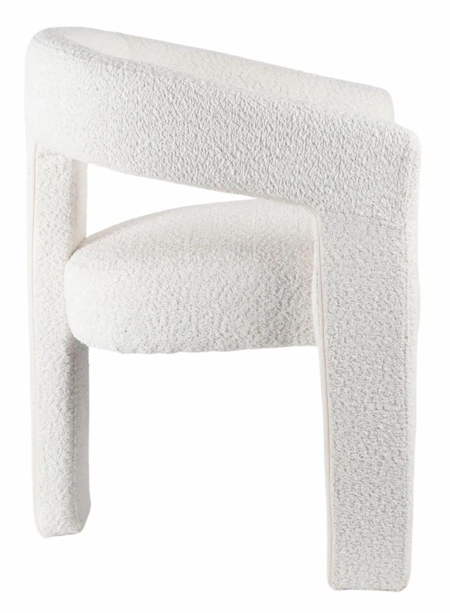 Carrara Dining Set - 4 Seater - 135cm - Round - White Ceramic - Extending - 4x Kiefer Dining Chairs - Cream Boucle Fabric