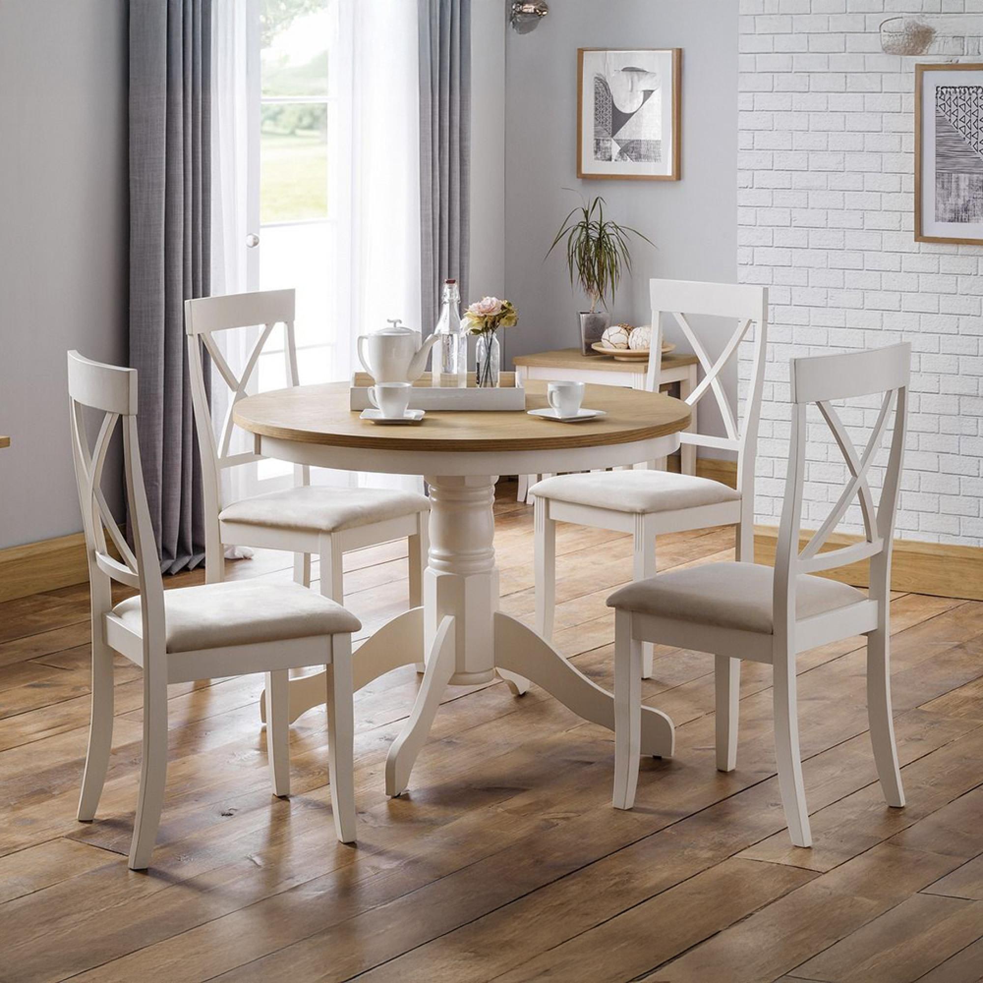 Davenport Dining Set - 4 Seater - 106cm - Round - 4 Chairs - Ivory
