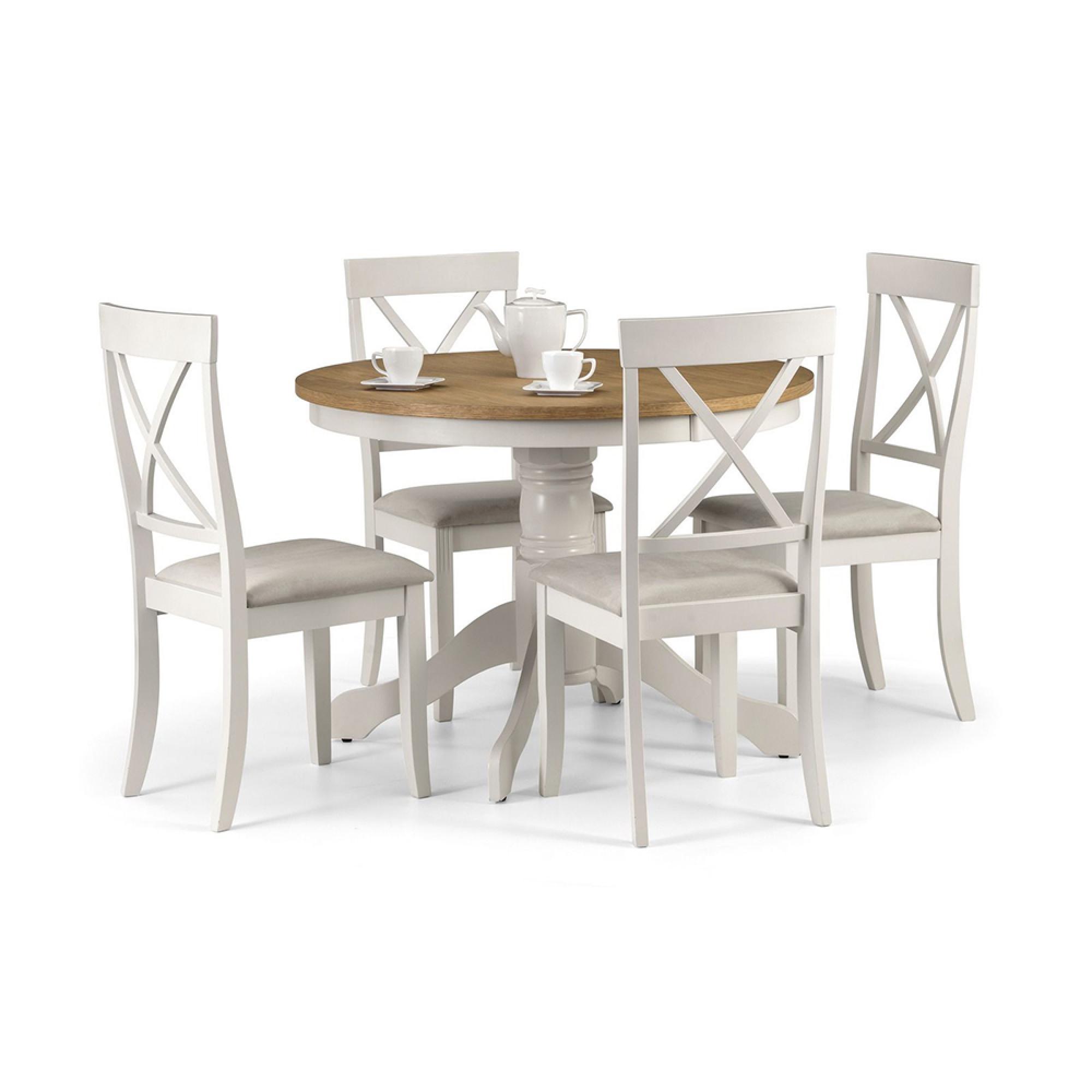 Davenport Dining Set - 4 Seater - 106cm - Round - 4 Chairs - Ivory