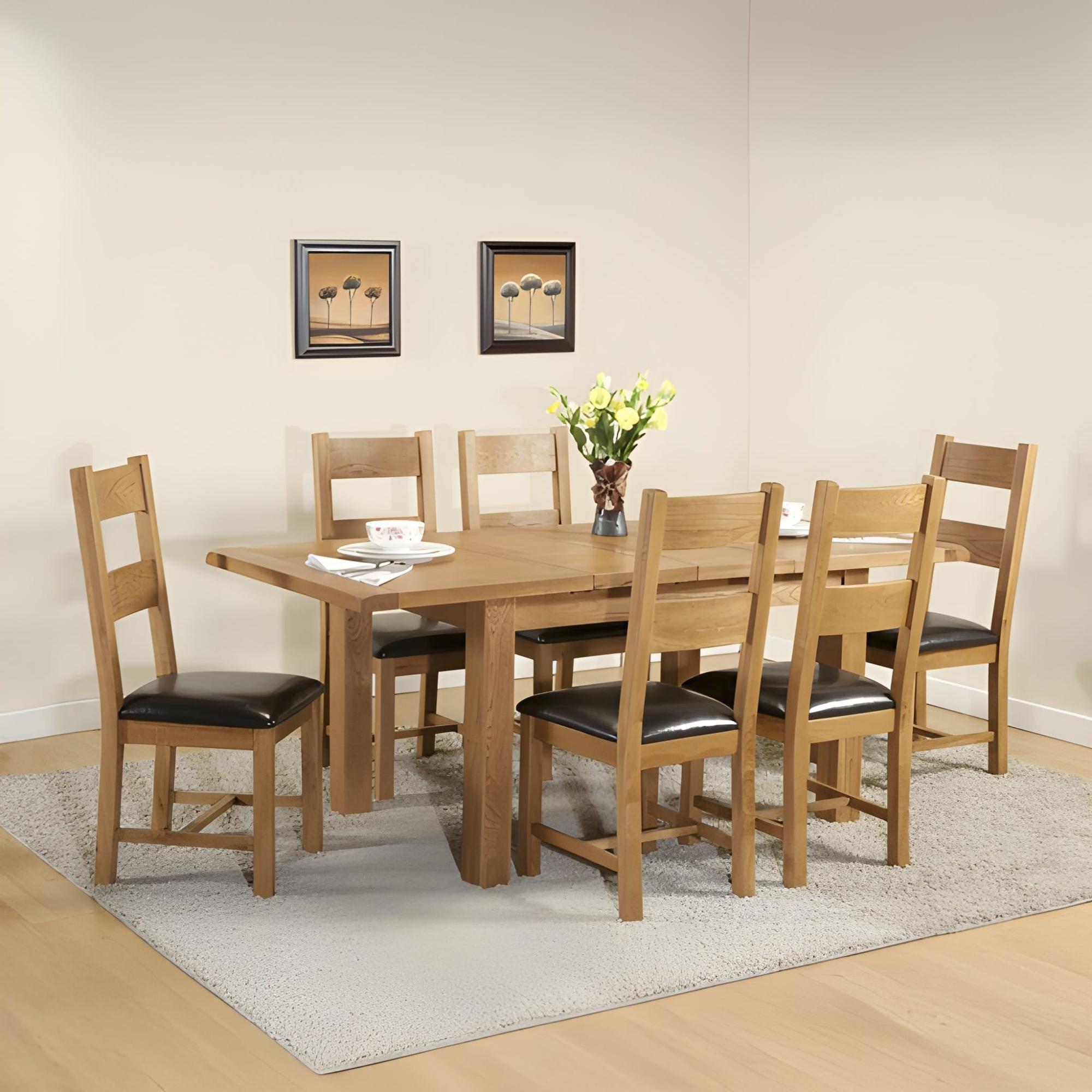 Dorset Dining Set - 6-8 Seater - 132cm-198cm - Extending - Oak - Variation Available
